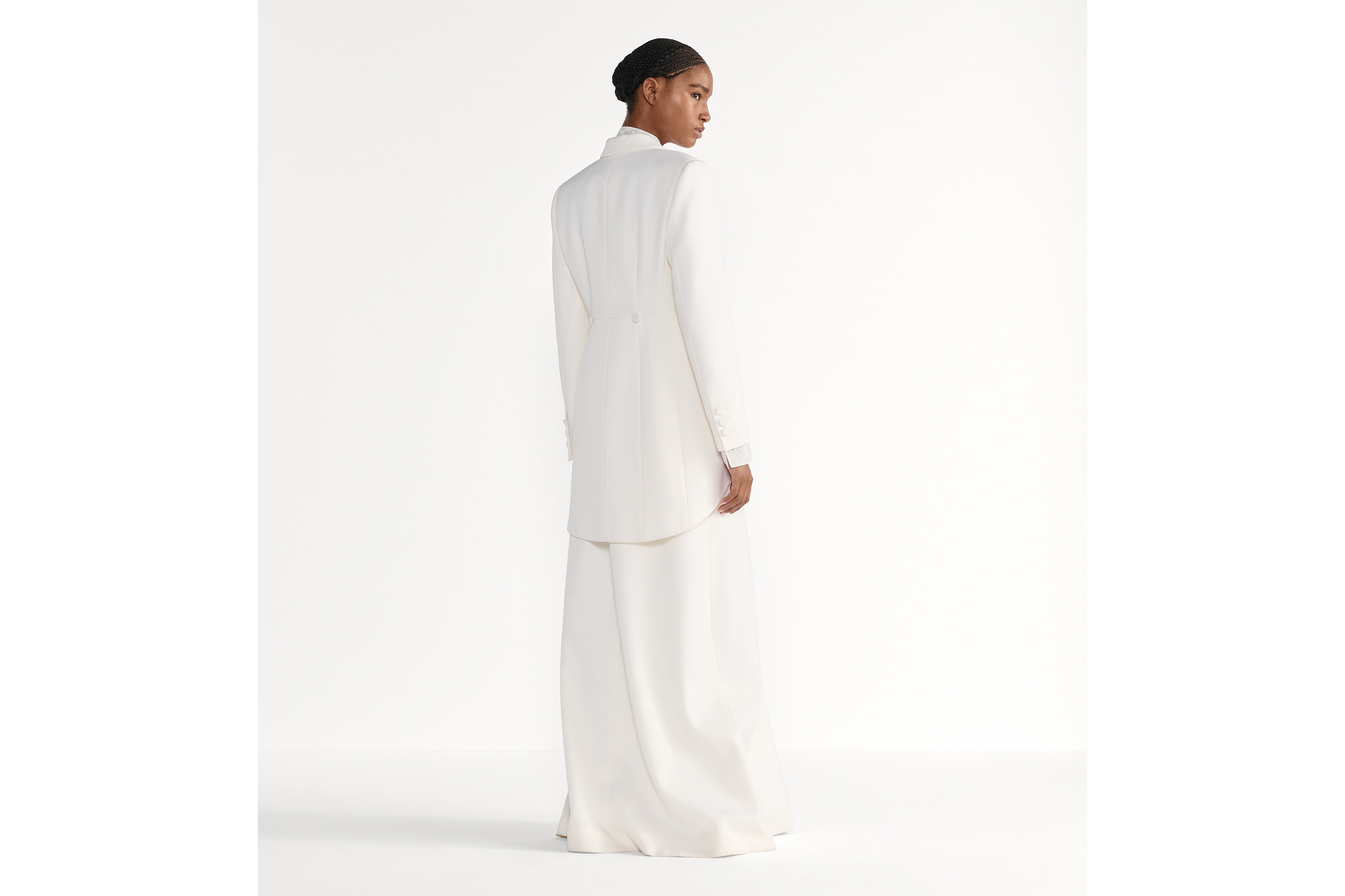 长款喇叭形半身裙 米白色绵羊毛面料 E03