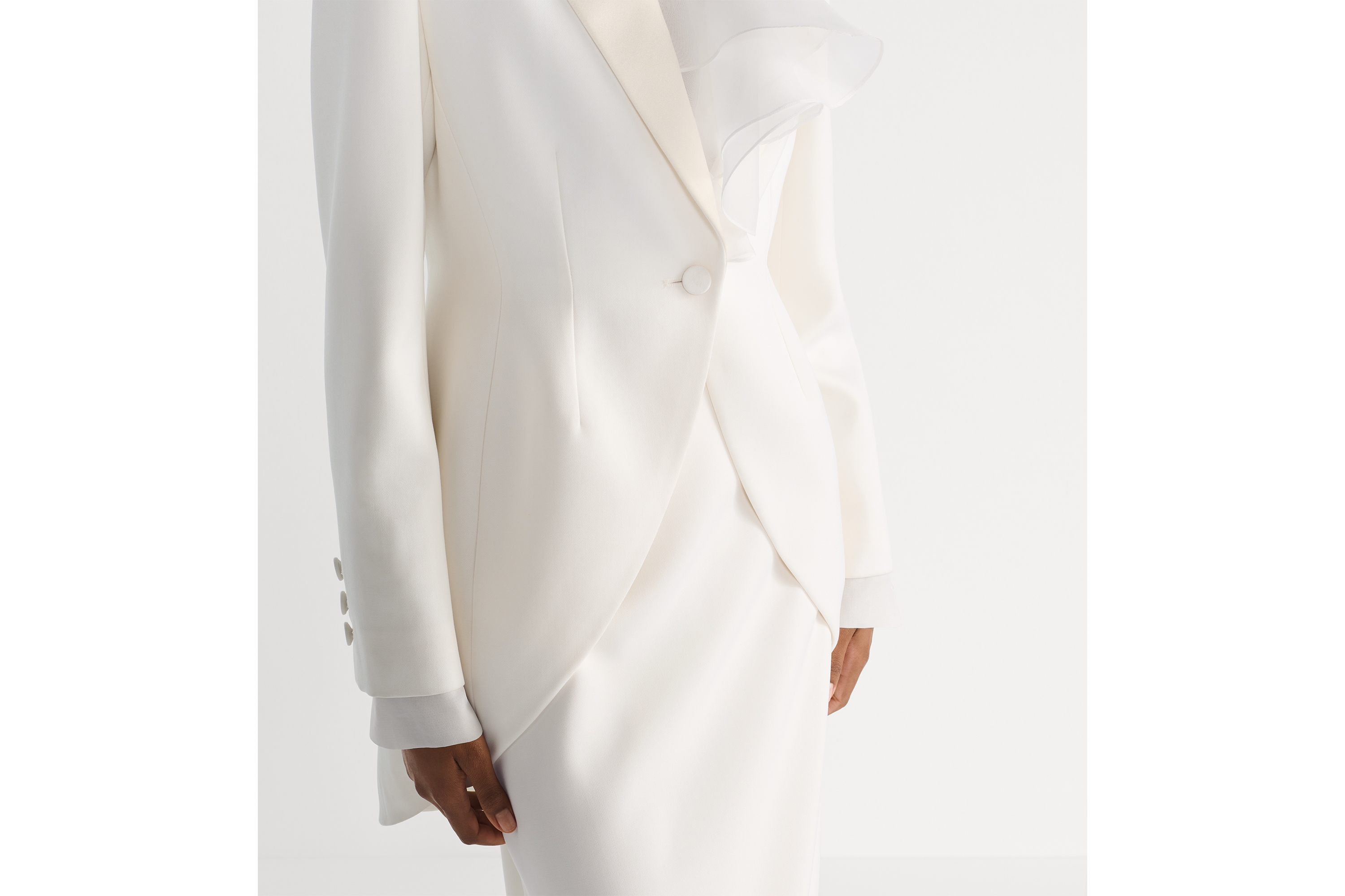 look_image_alt_prefix 长款喇叭形半身裙 米白色绵羊毛面料 E13