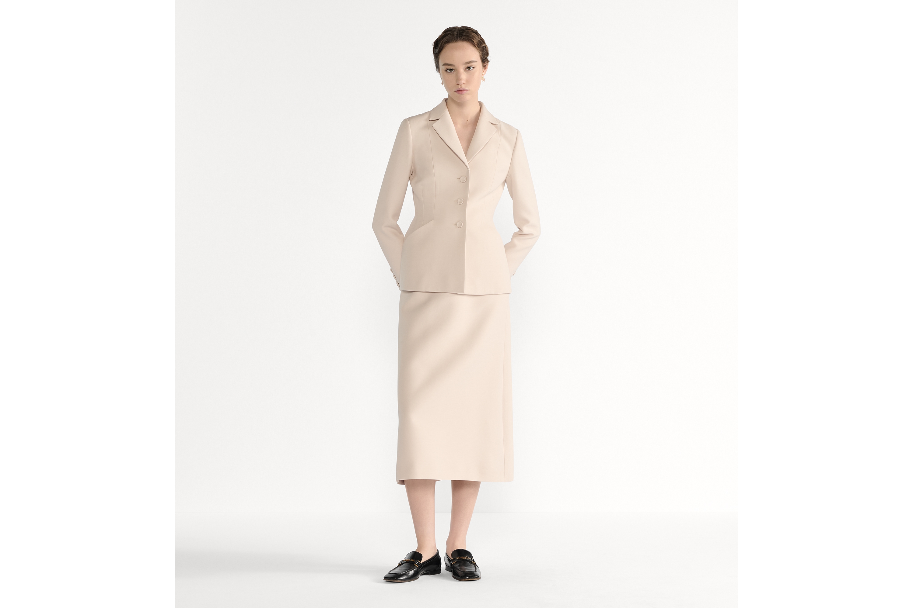 30 Montaigne 单排扣经典西装外套 灰色绵羊毛混纺面料 E01