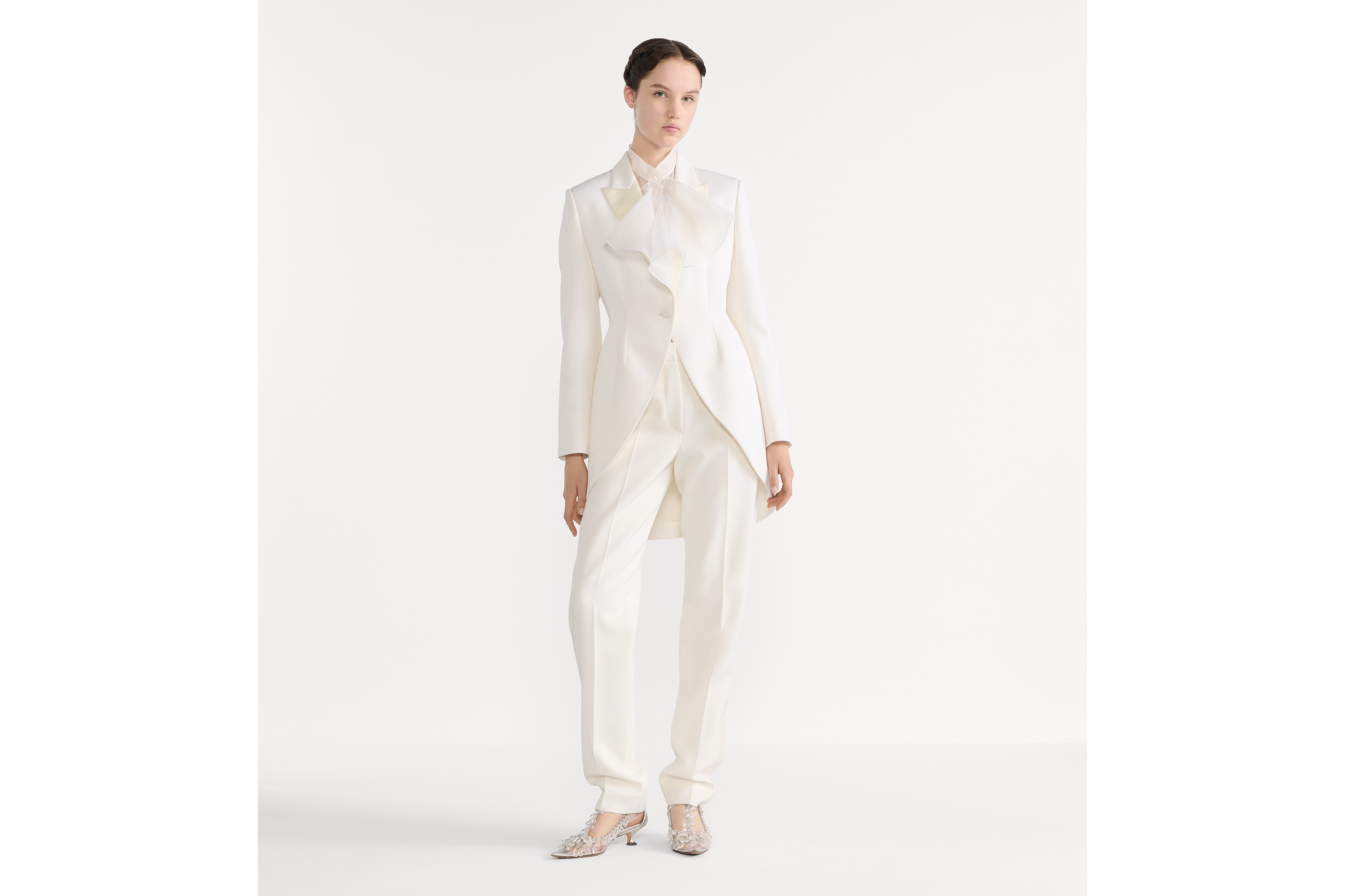 修身长裤 米白色绵羊毛面料 E01