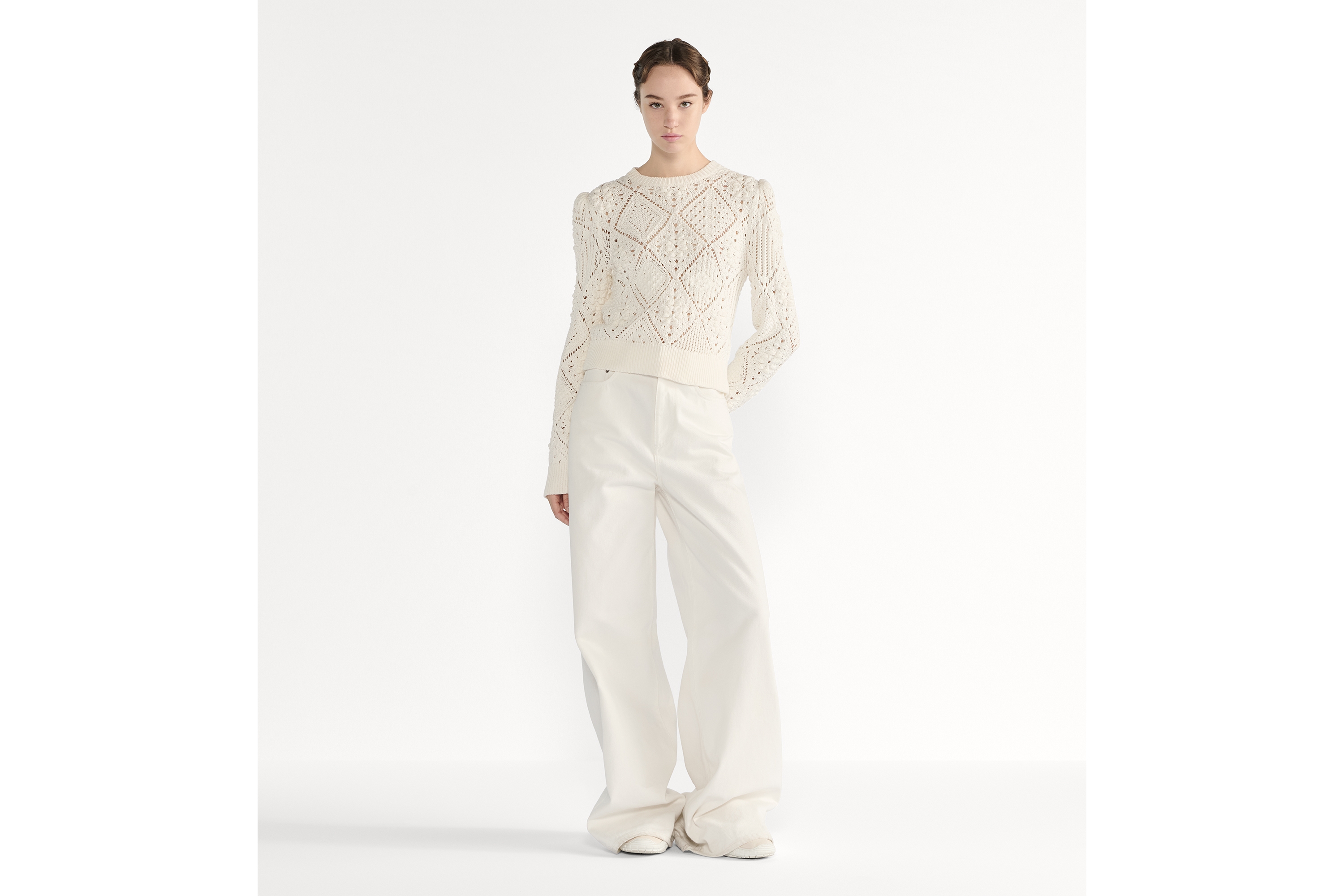 针织衫 白色镂空棉质针织面料 E01