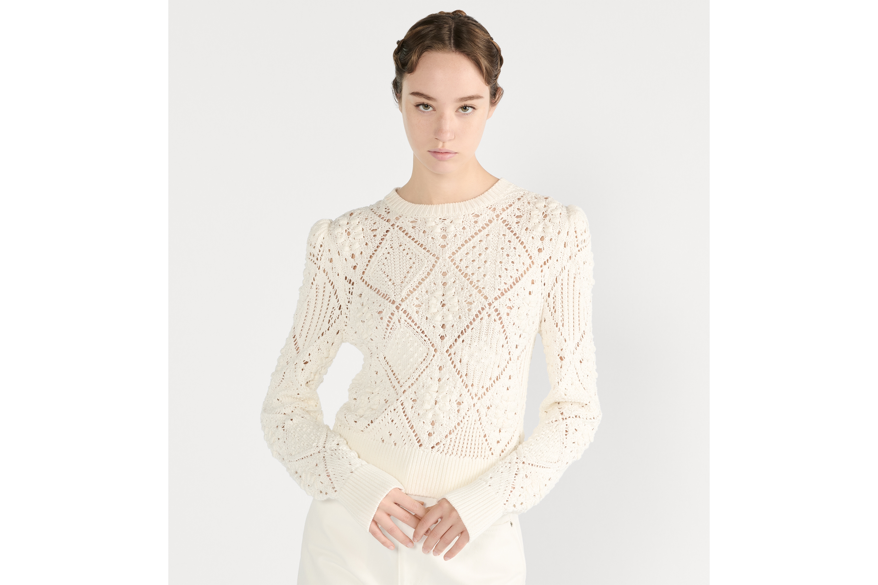 针织衫 白色镂空棉质针织面料 E04