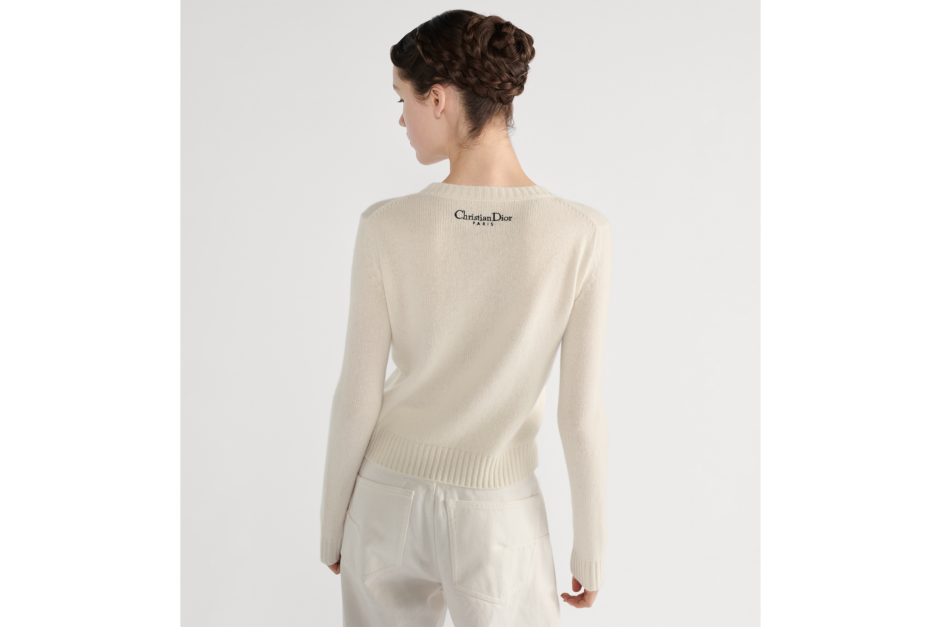 针织衫 白色山羊绒针织面料黑色 Dior Alphabet 图案 E06