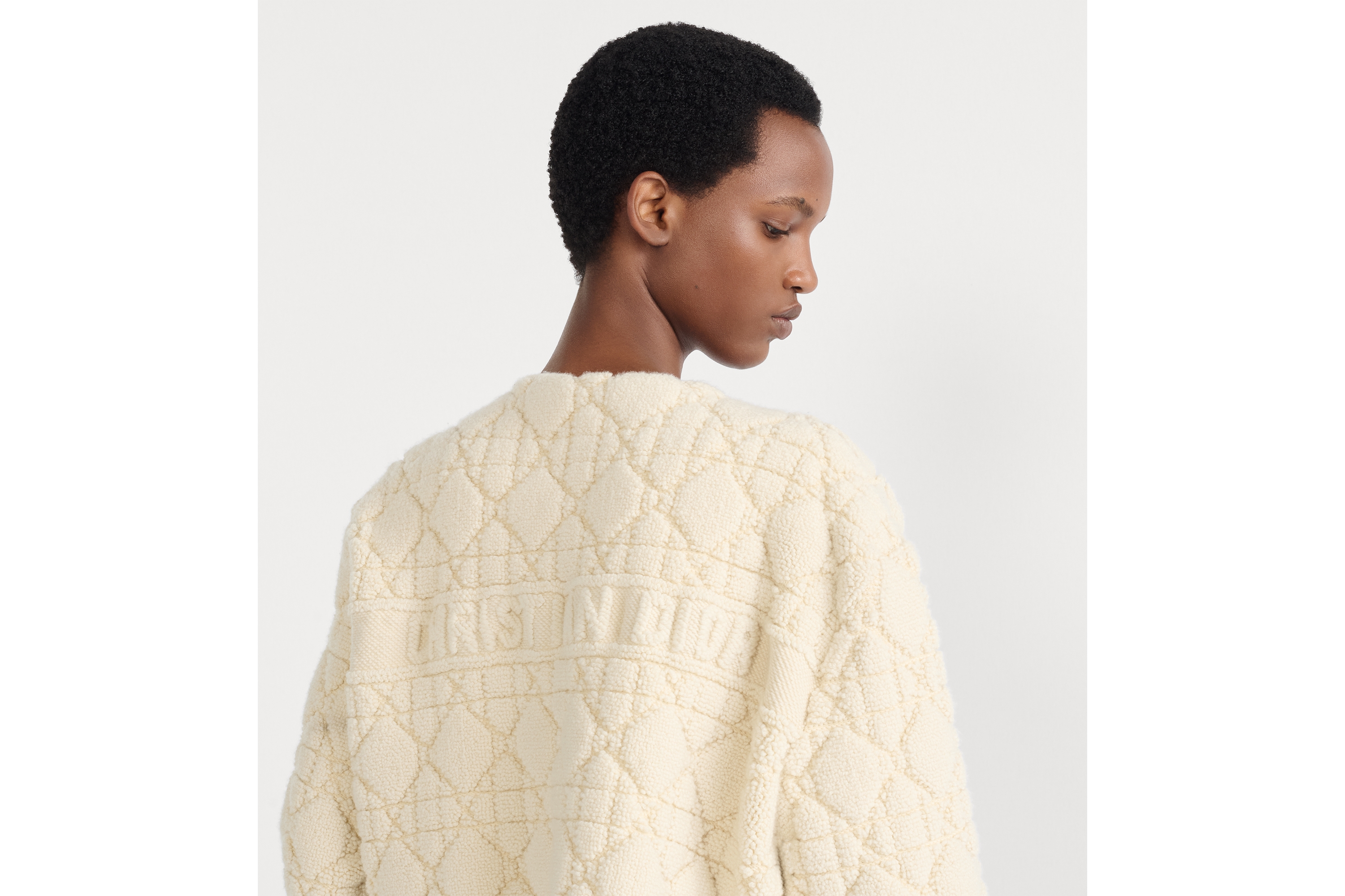 DiorAlps 夹克 白色绵羊毛混纺针织面料藤格纹 E06