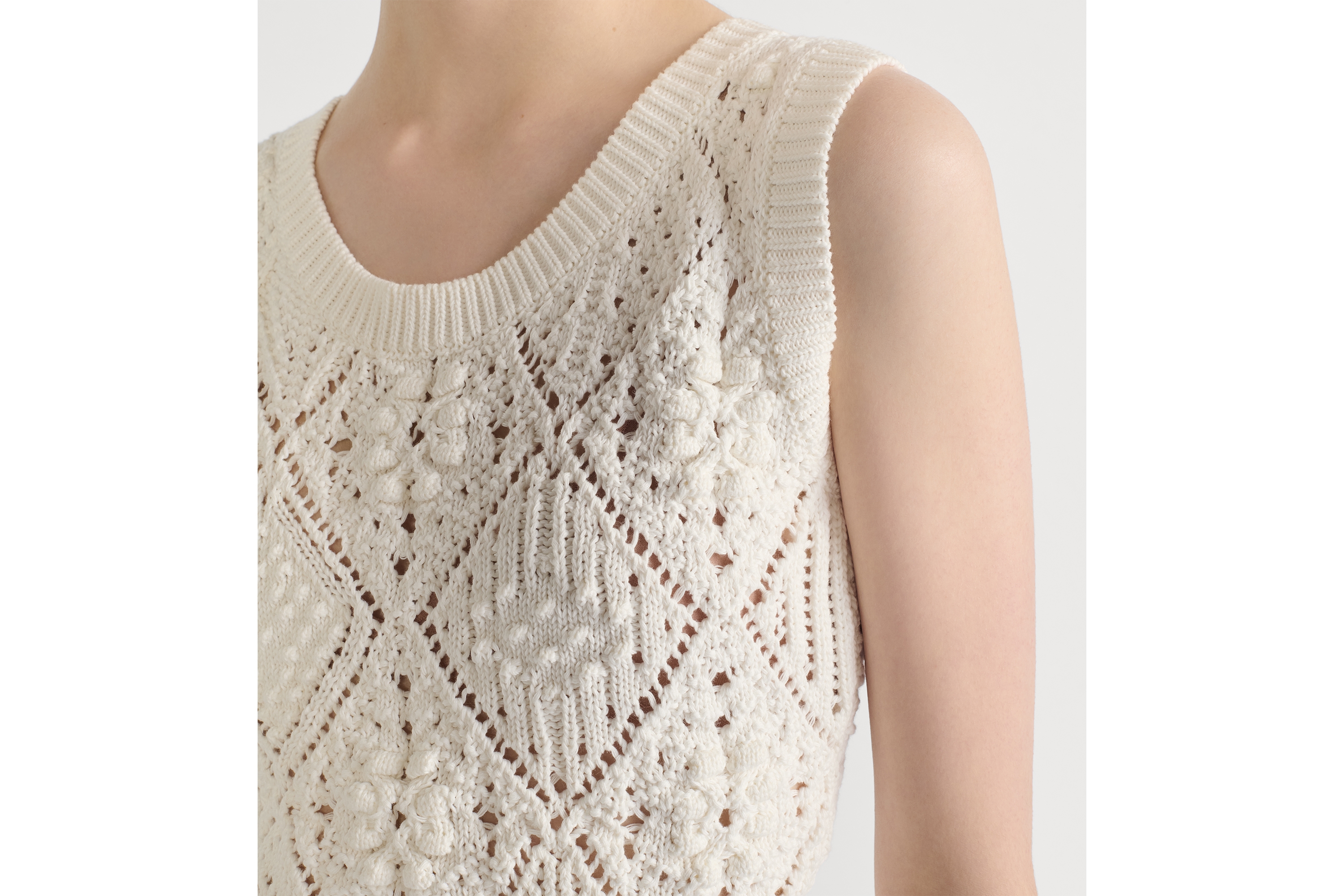 两件套 白色镂空棉质针织面料 E12