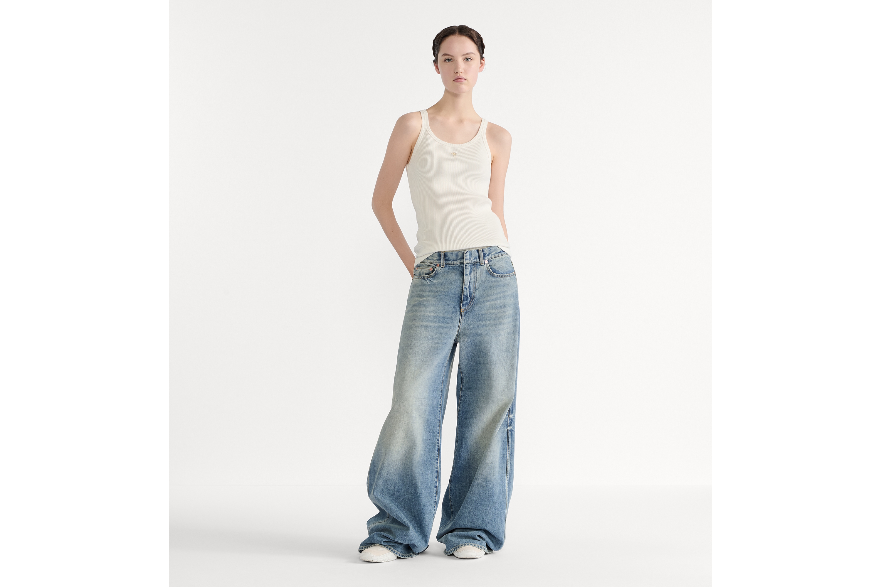 look_image_alt_prefix 背心 米白色罗纹棉质混纺平纹针织面料 E01