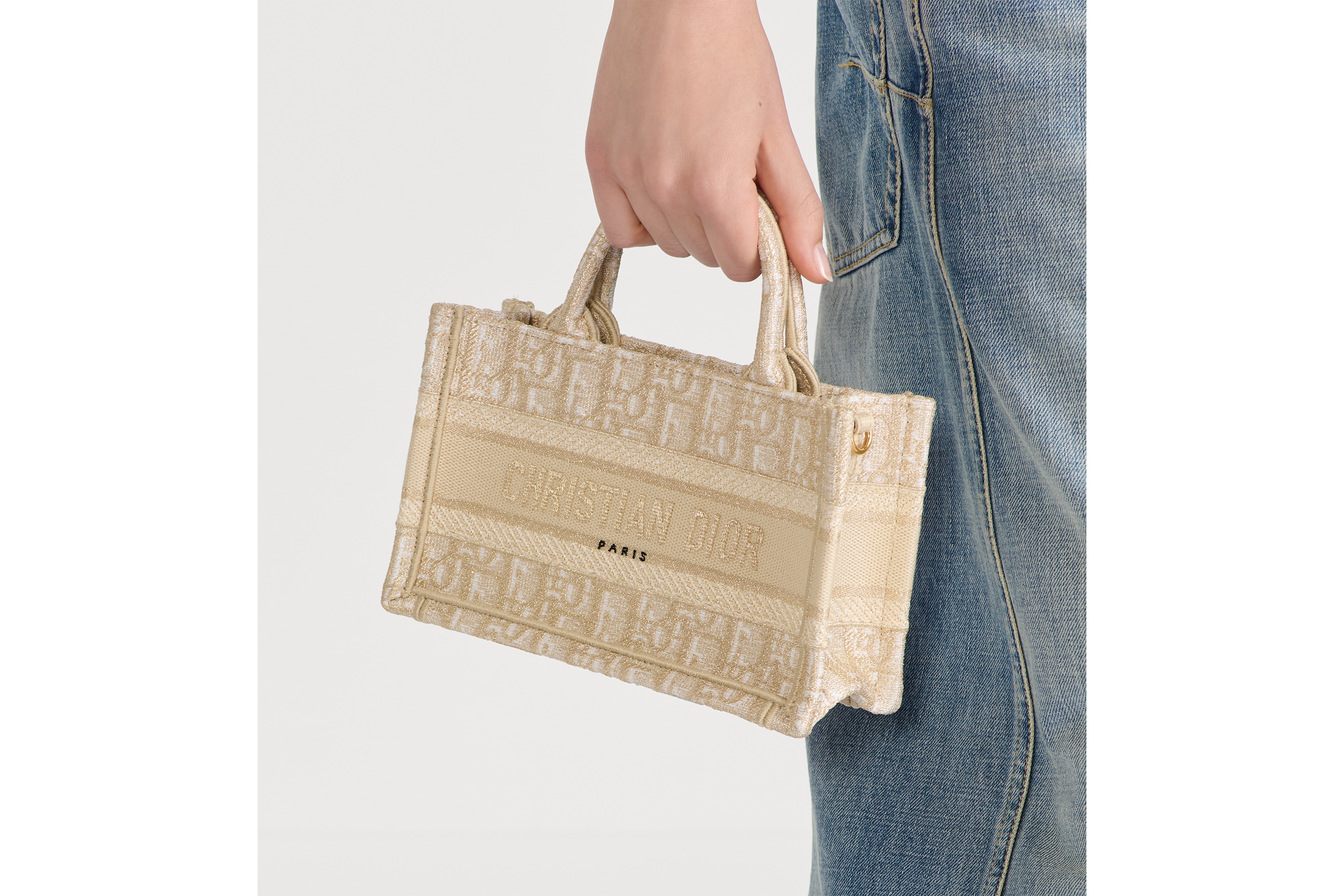 迷你 Book Tote 手袋 金色调 Oblique 印花（21.5 x 13 x 7.5 厘米） E11