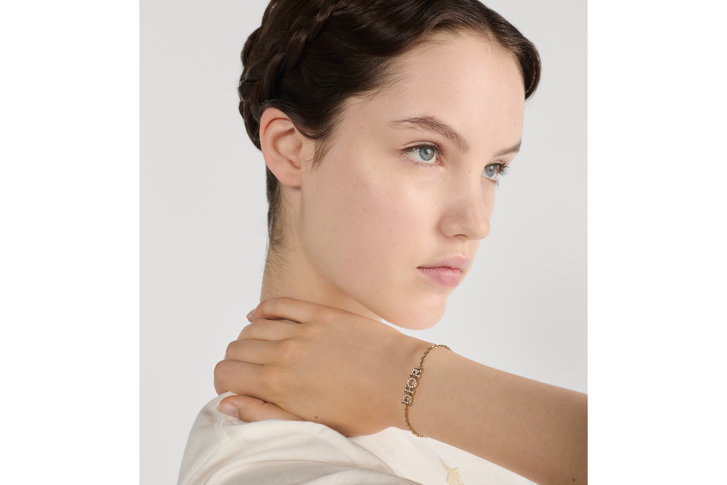 Dio(r)evolution 手链 金色饰面金属和银色调晶体装饰 E08