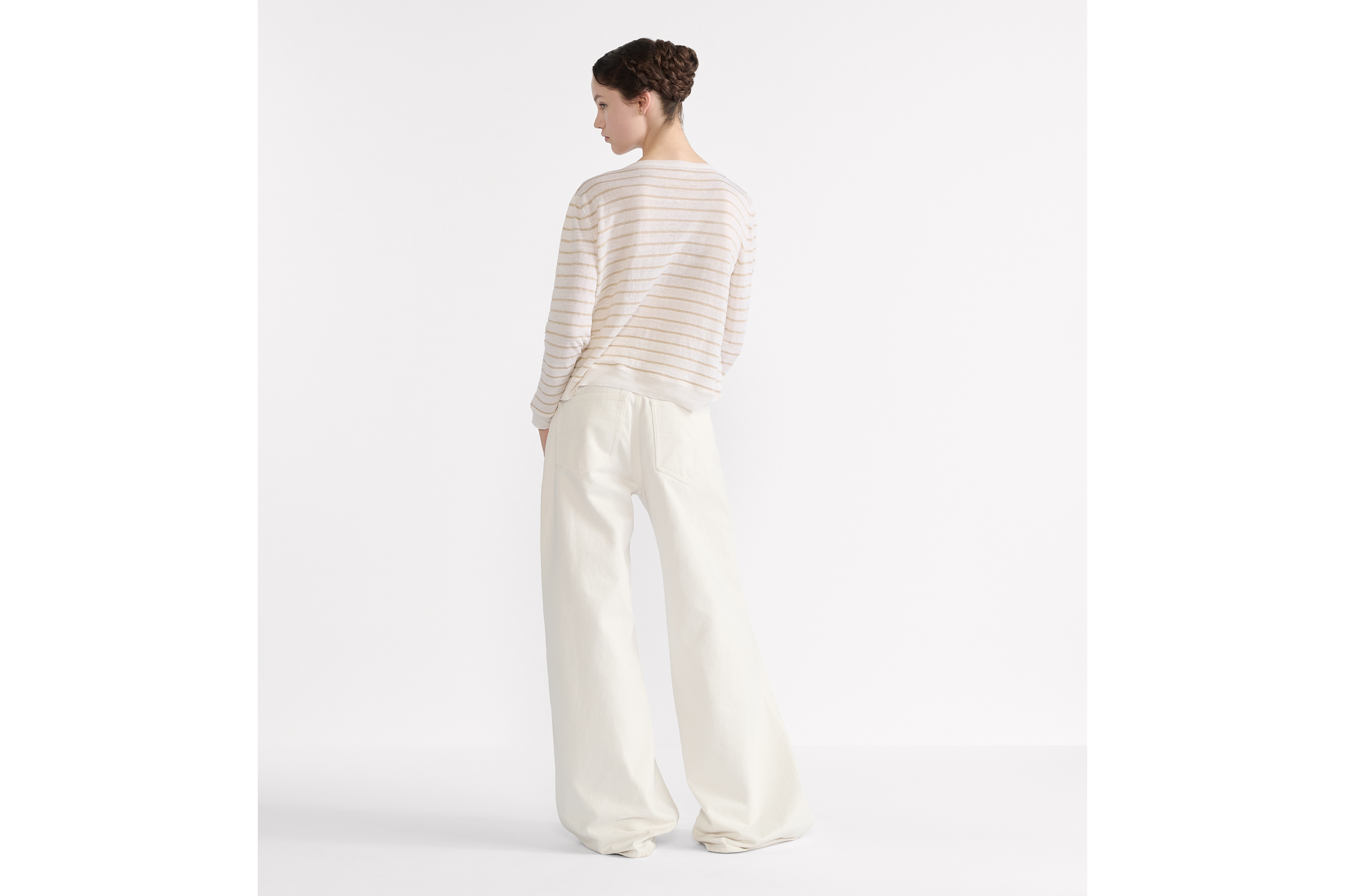 look_image_alt_prefix Dior Marinière 针织衫 米白色亚麻混纺针织面料金色调 Dioresque Stella 图案 E03