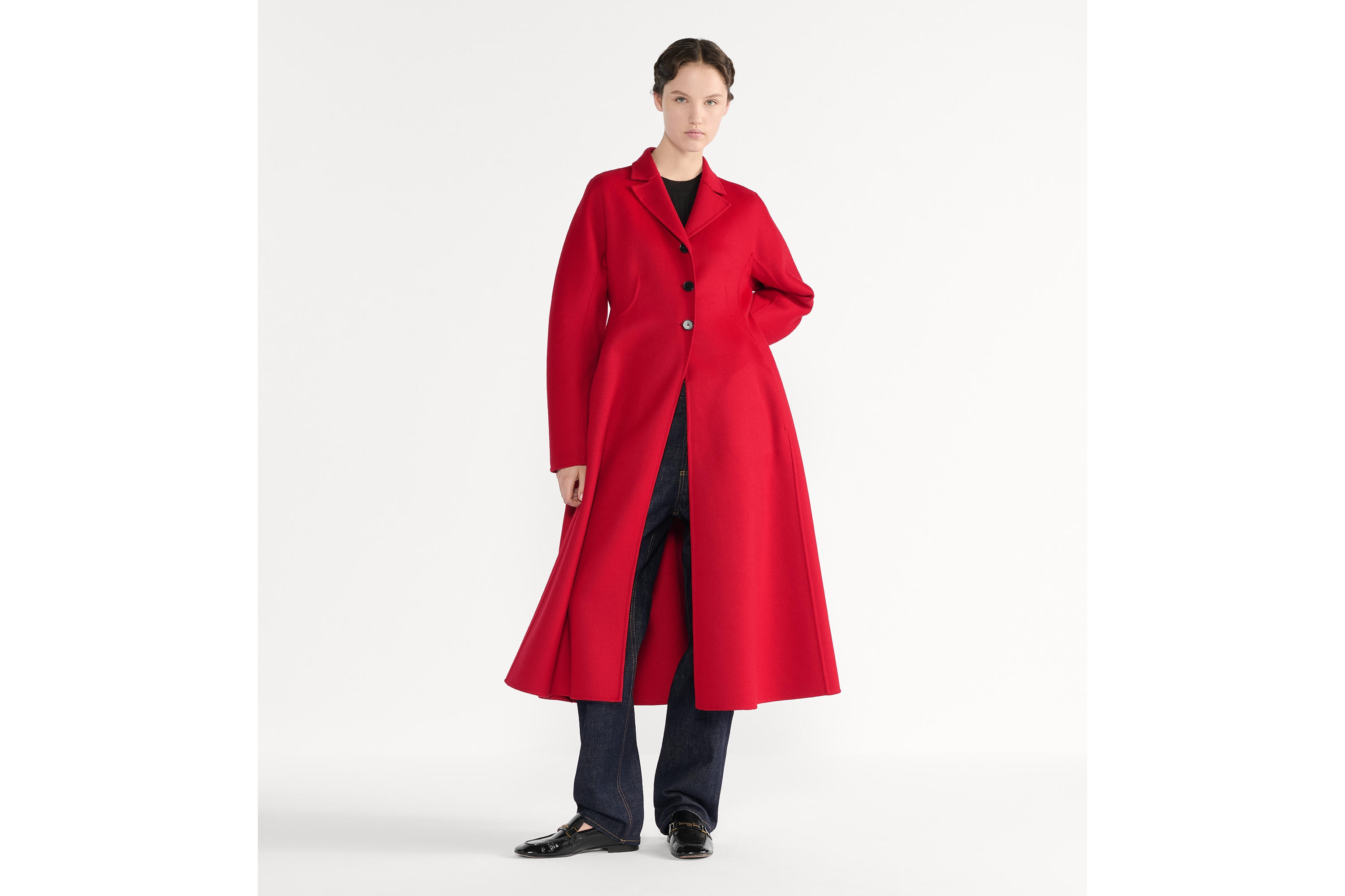 look_image_alt_prefix 修身大衣 红色双面绵羊毛混纺毛毡面料 E01