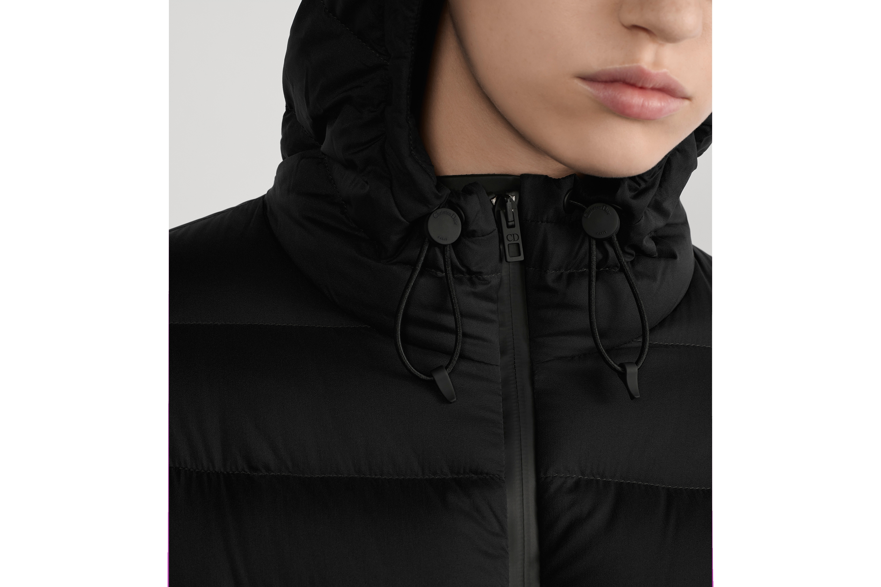 DiorAlps 连帽羽绒夹克 黑色绗缝效果塔夫绸科技面料 E12