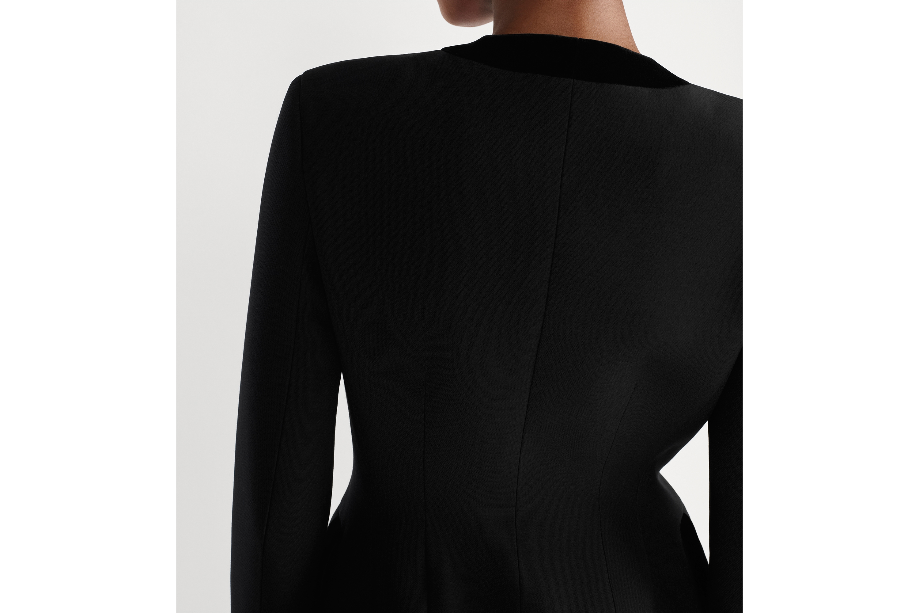 修身外套 黑色绵羊毛混纺面料 E06