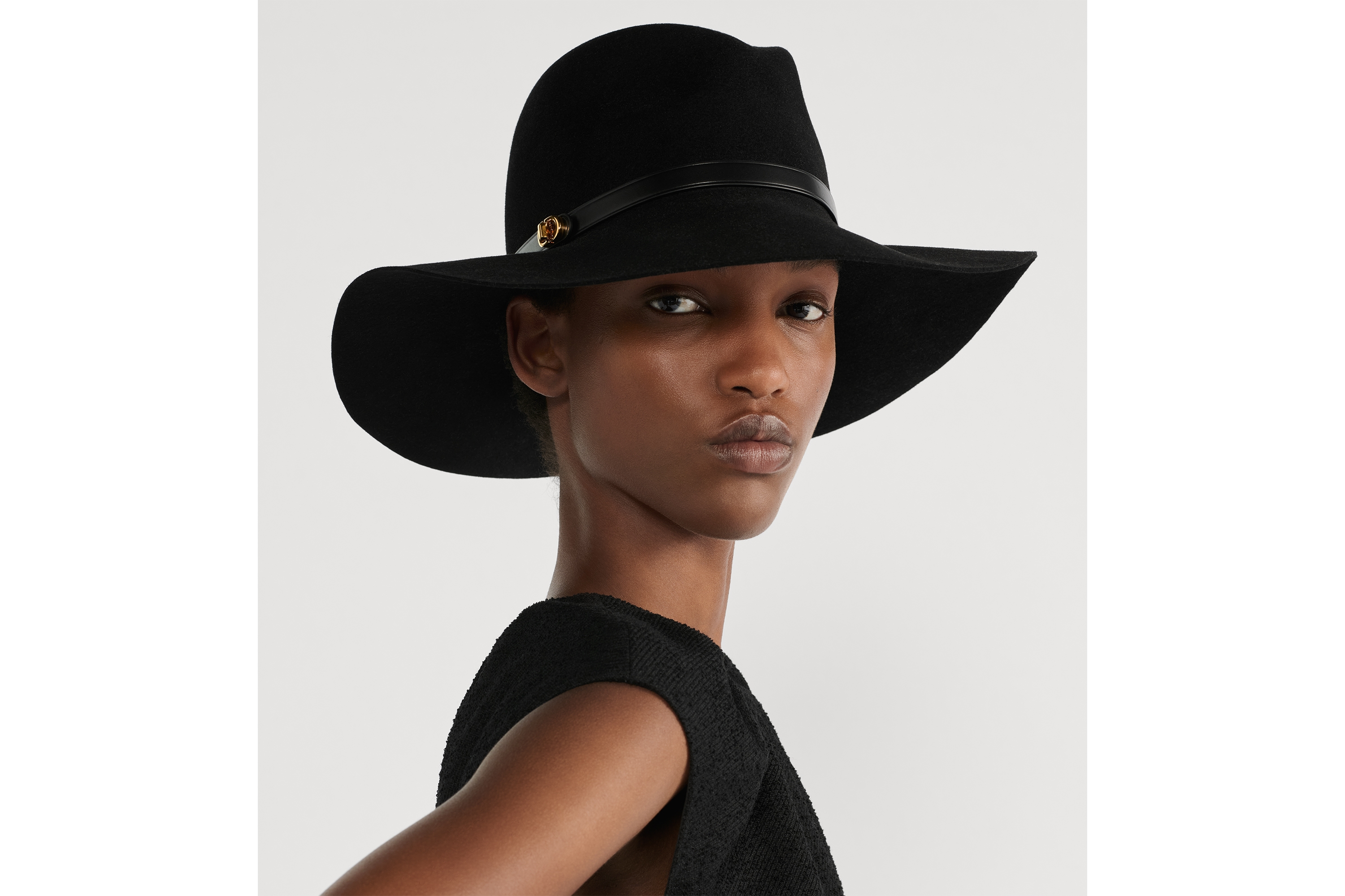 D-Muse 宽檐帽 黑色兔毛毡面料 E08