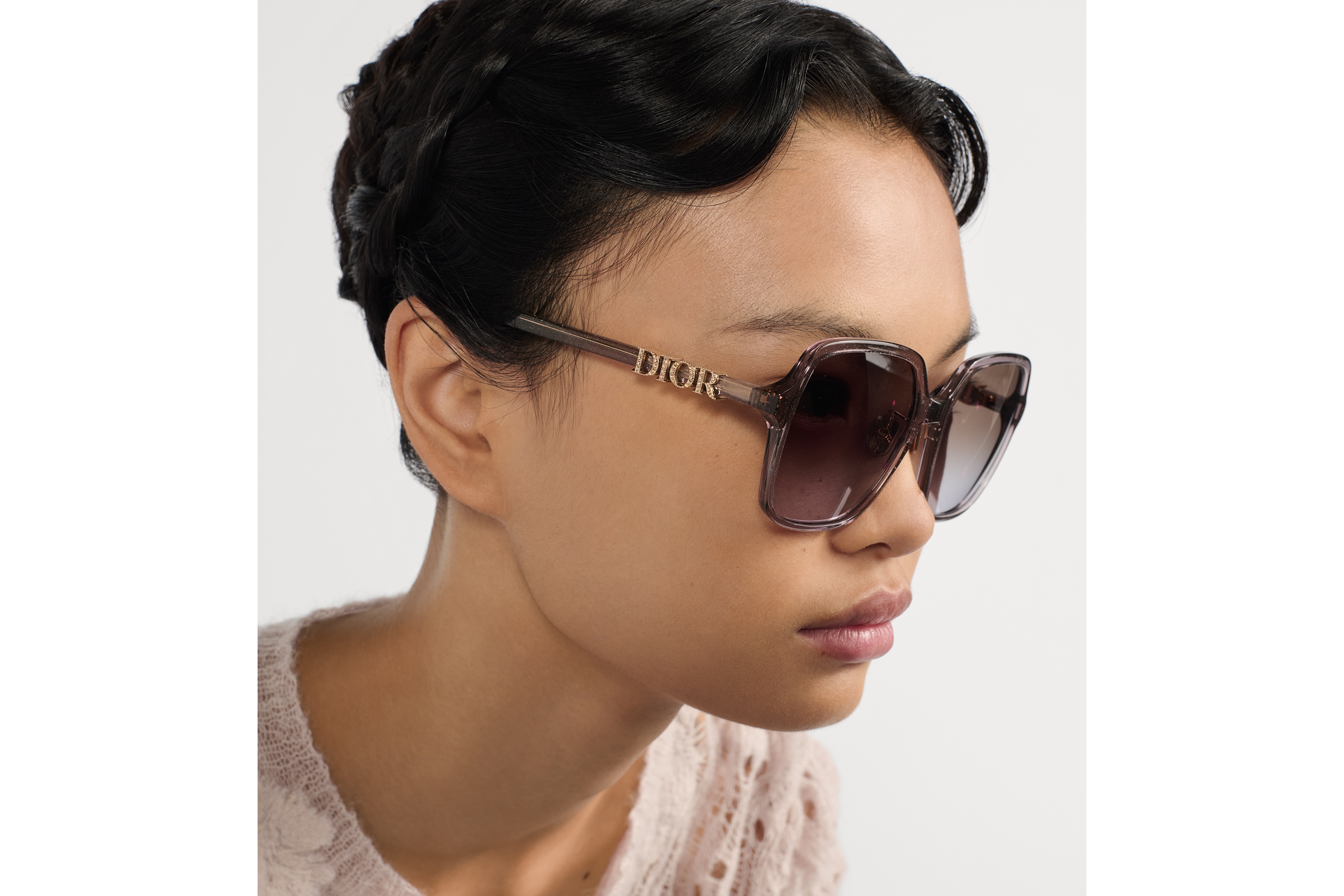 DiorTreasure S1F 太阳眼镜 亮紫色半透明正方形镜框 E08