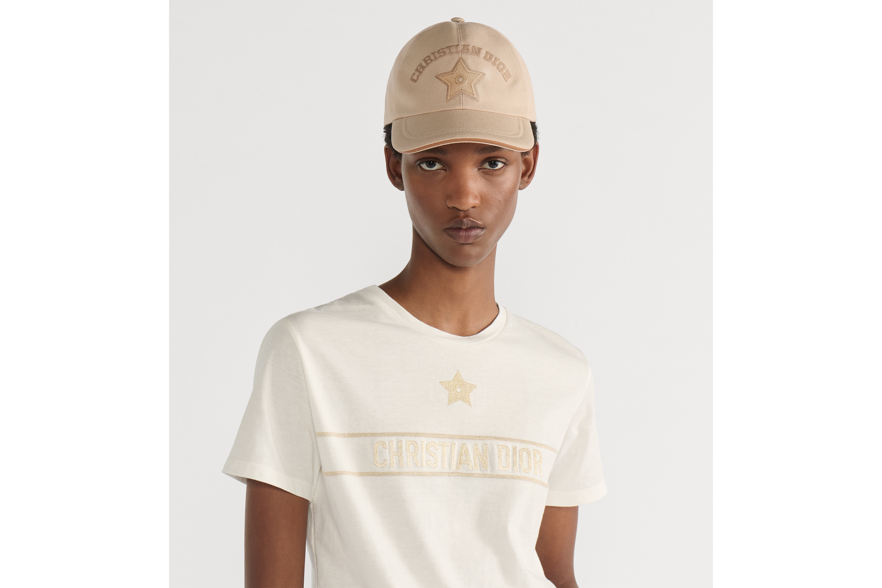 D-Player 帽子 米色棉质面料 E07