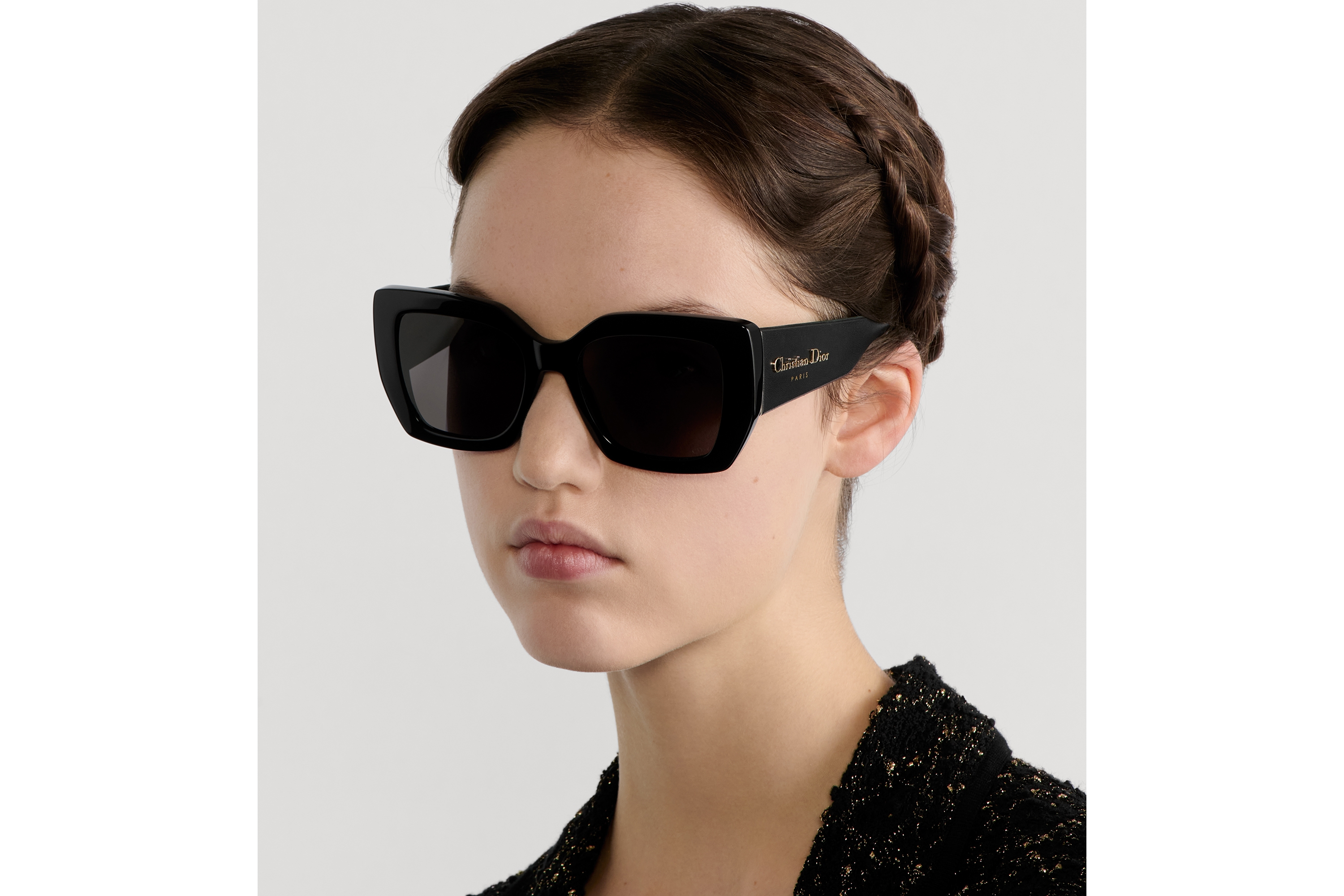 look_image_alt_prefix DiorOmbre S2F 太阳眼镜 黑色正方形镜框 E07