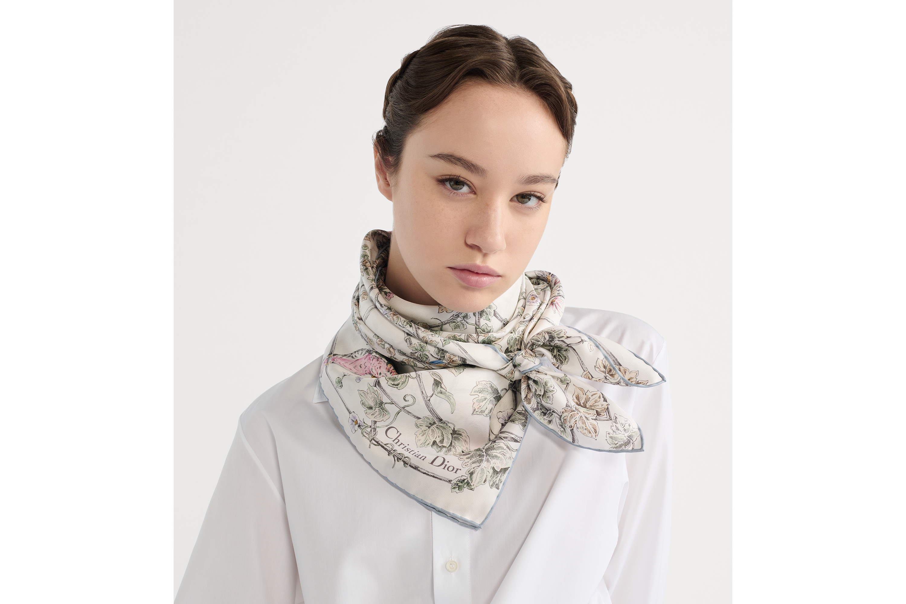 Dior 印花方巾 90 厘米多色桑蚕丝斜纹面料 Jardin D-Étoile 图案 E08