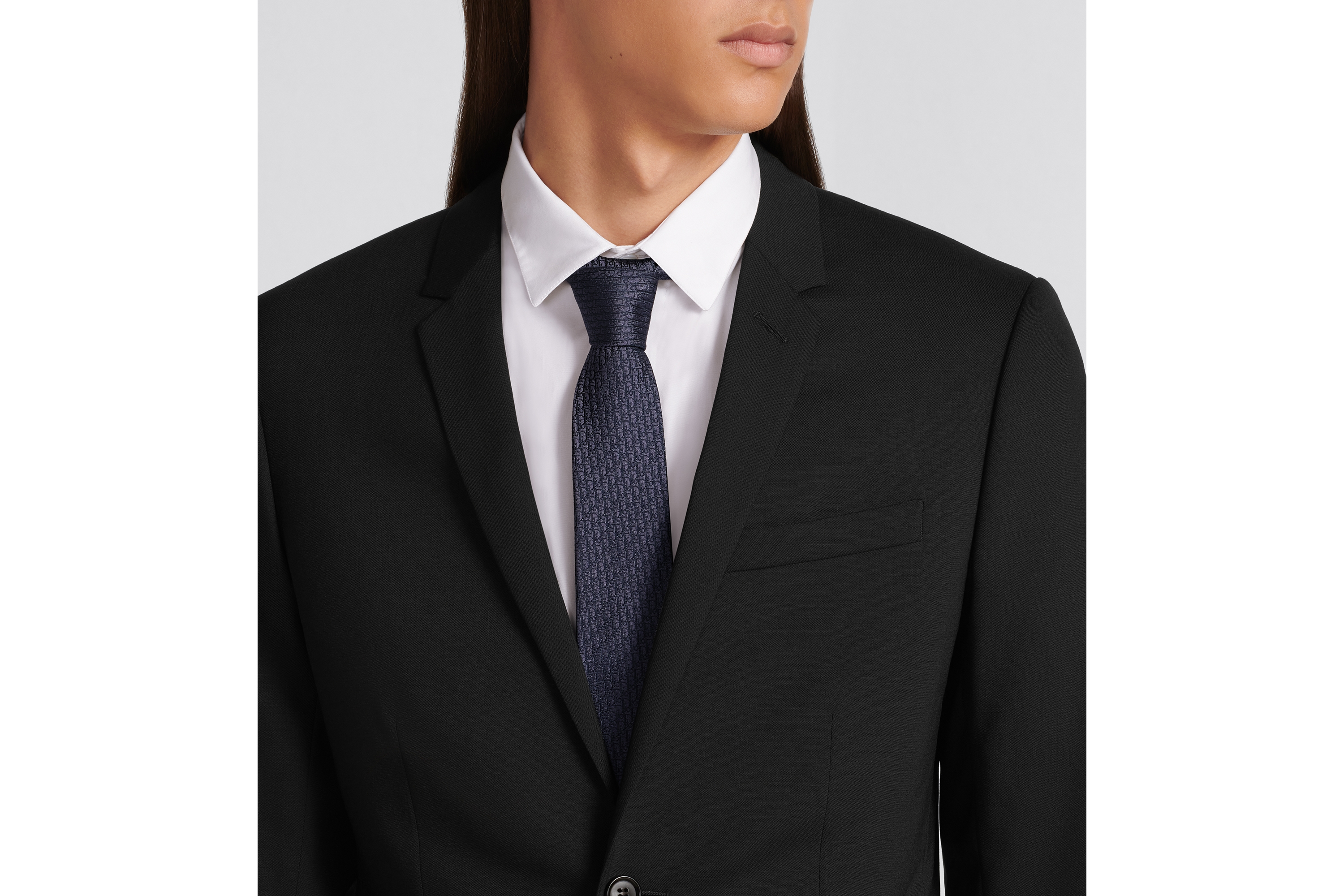 Dior 印花领带 海军蓝色桑蚕丝面料 Oblique 印花 E36