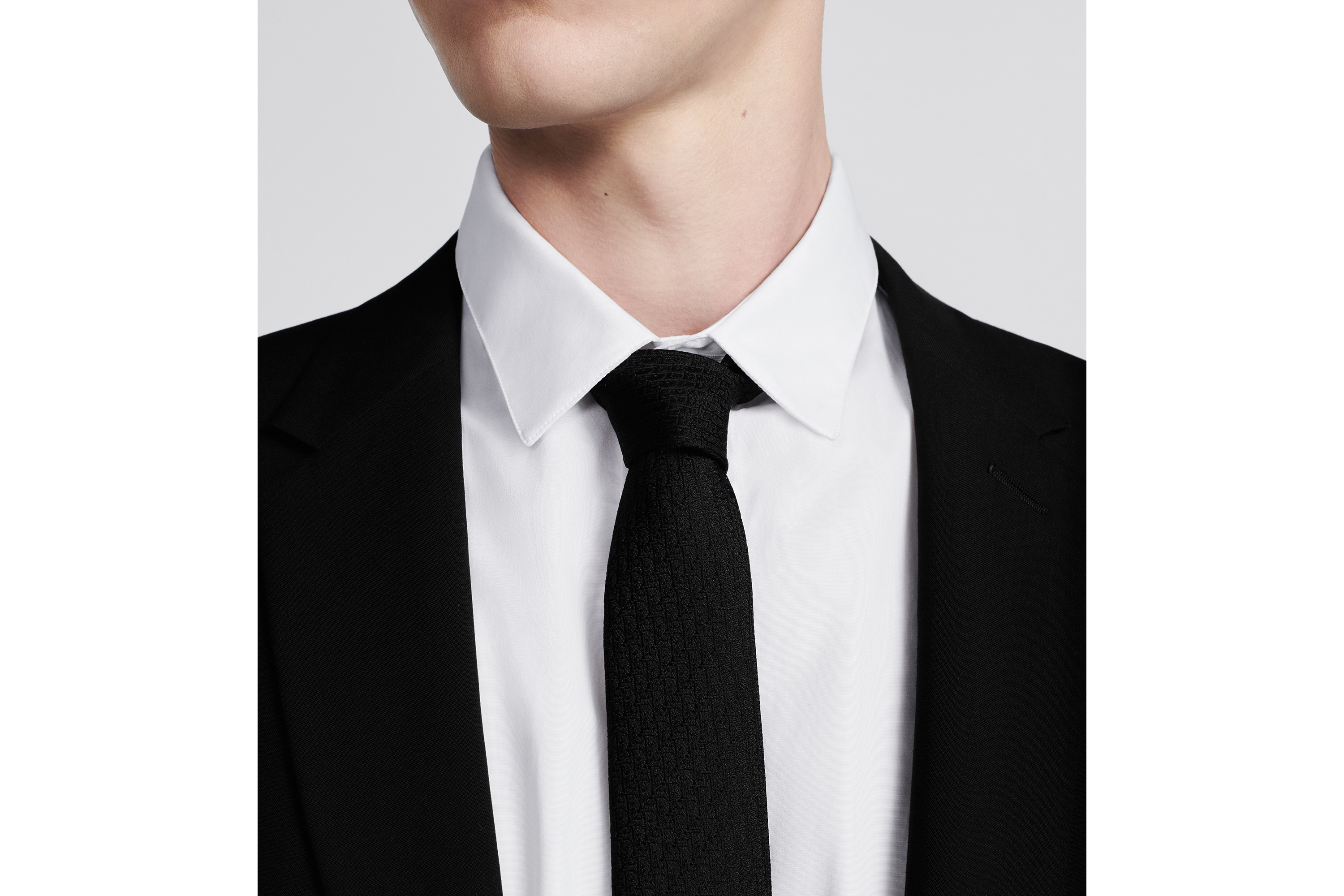 look_image_alt_prefix Dior 印花领带 黑色桑蚕丝面料 Oblique 印花 E36