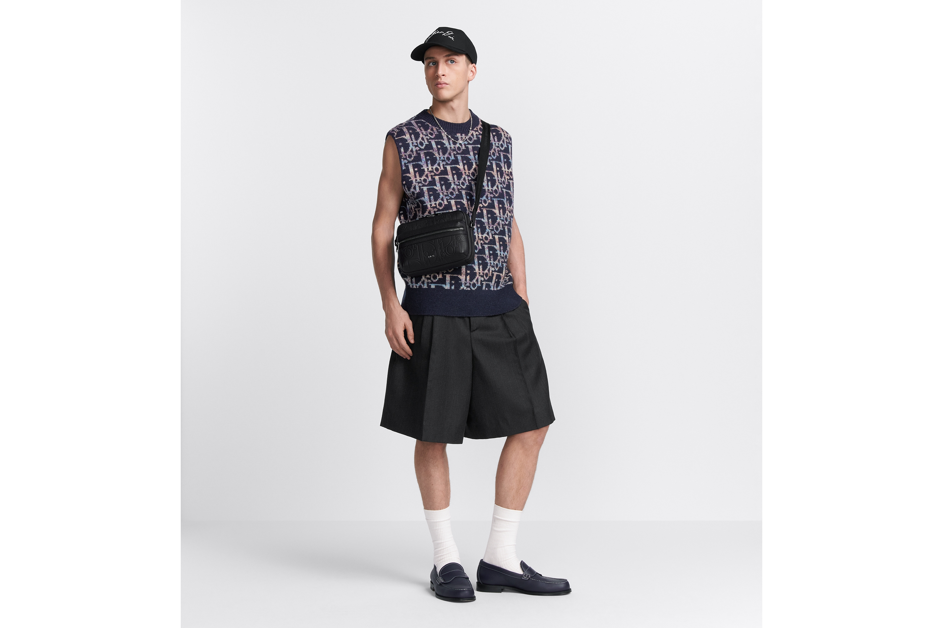 Rider 2.0 拉链式信使包 黑色 Dior Gravity 印花效果皮革和黑色粒面牛皮革 E21