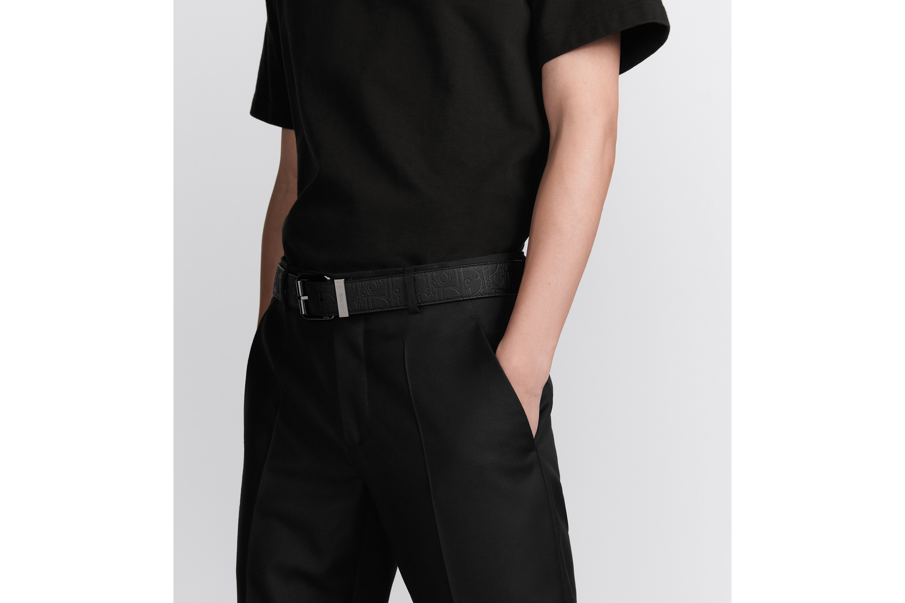 腰带 35 毫米黑色 Dior Gravity 印花效果皮革 E46