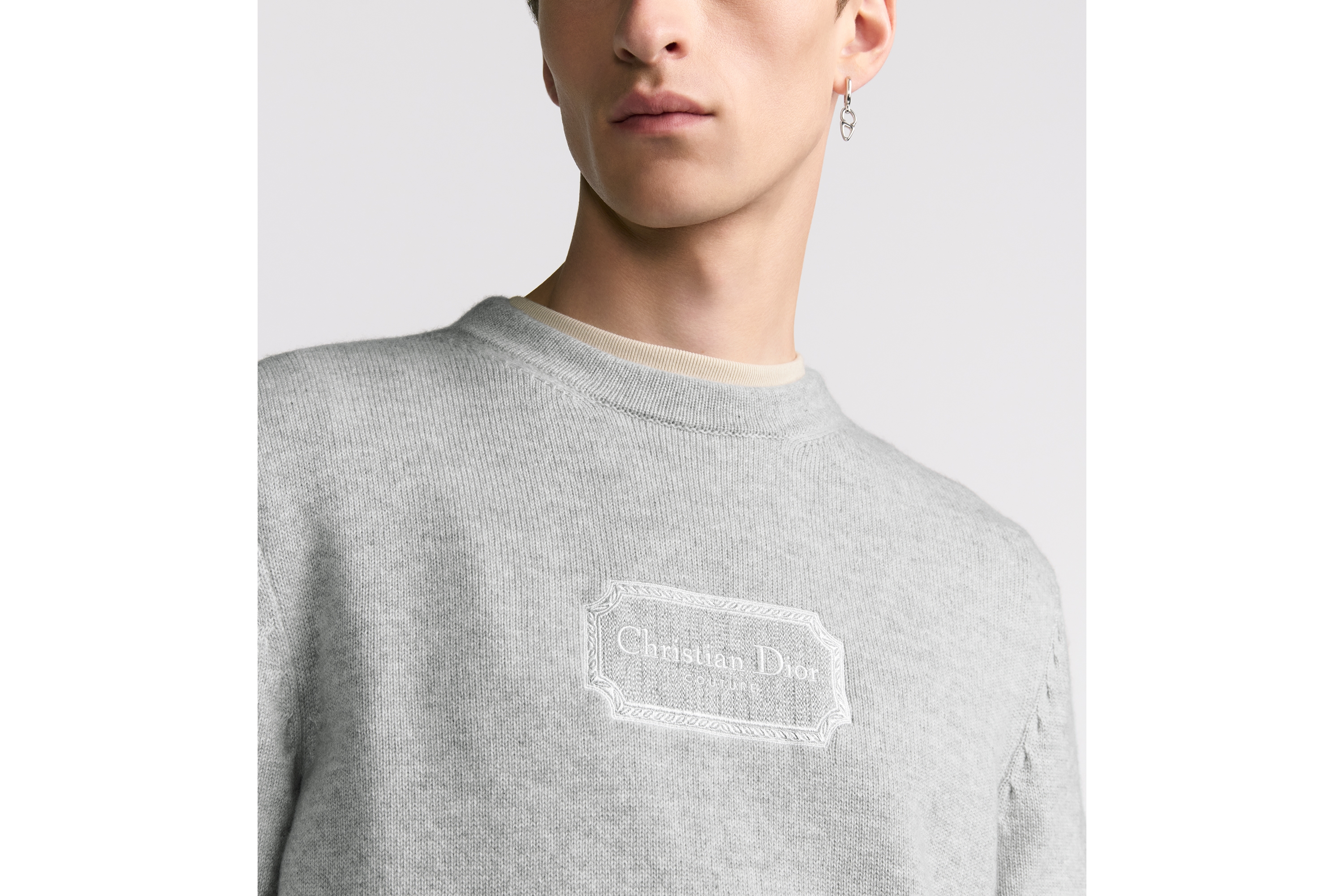 look_image_alt_prefix 针织衫 灰色山羊绒平纹针织面料 Christian Dior Couture 标志 E10