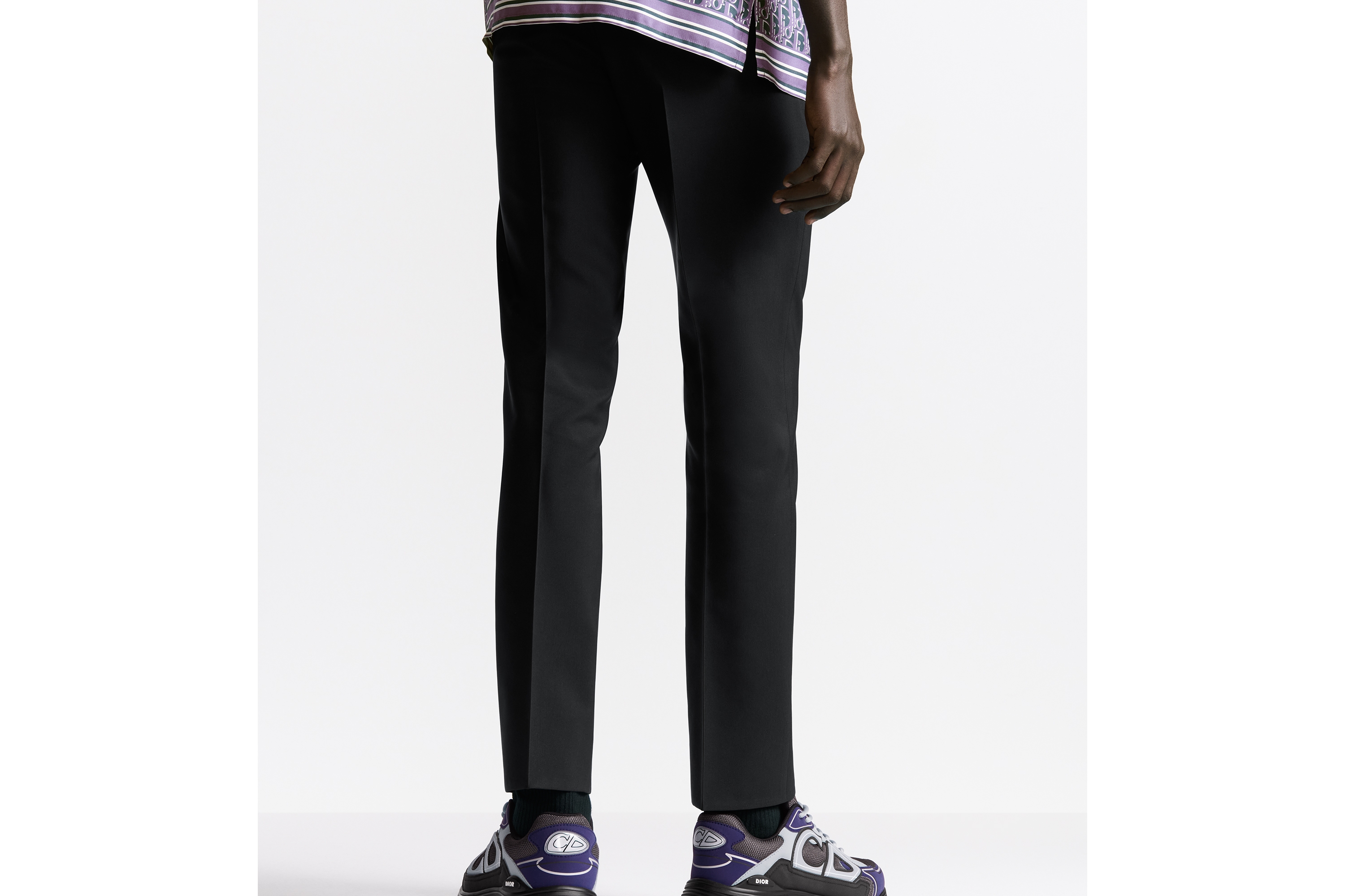 精裁斜纹布裤 黑色棉质混纺面料 E15