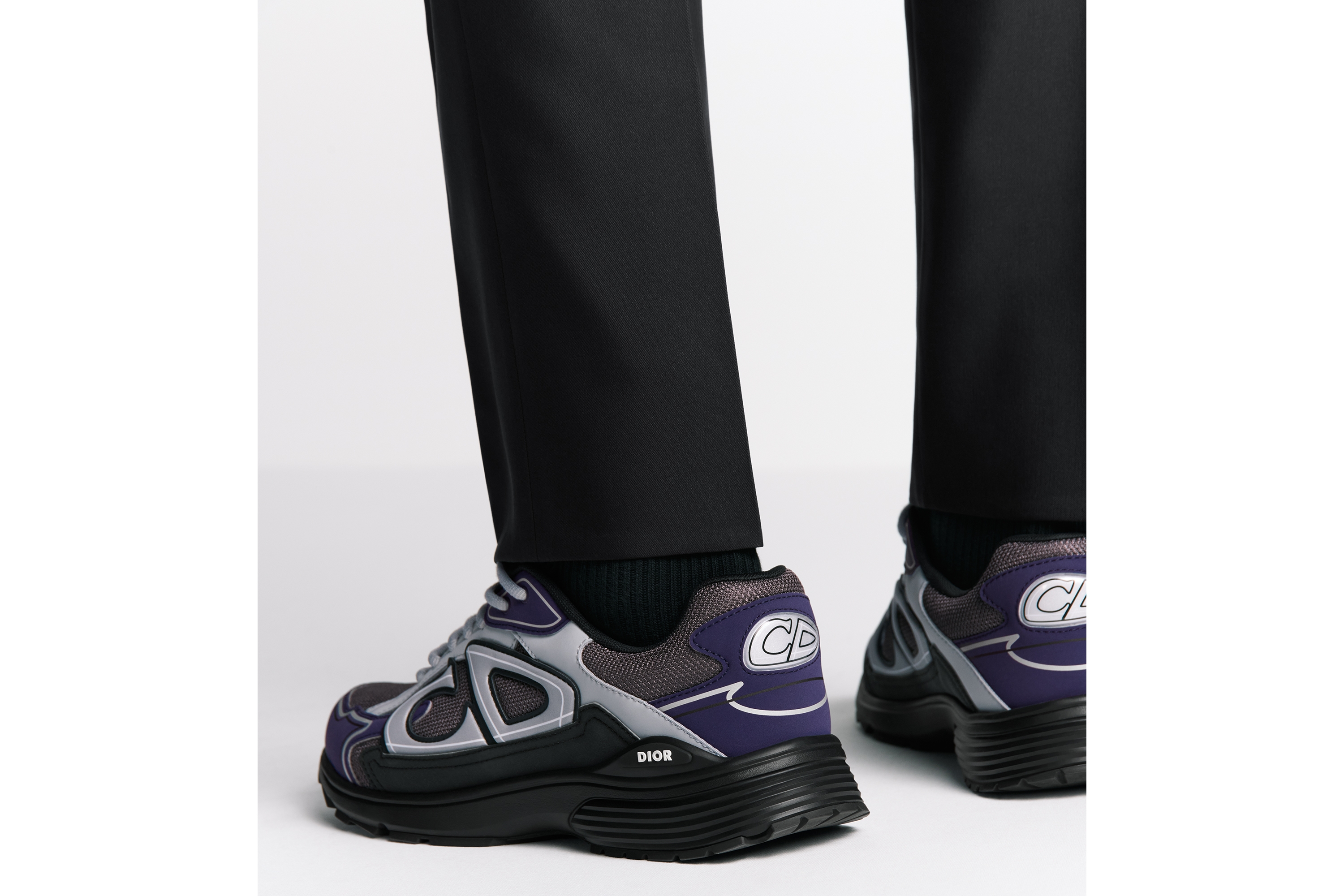 精裁斜纹布裤 黑色棉质混纺面料 E16