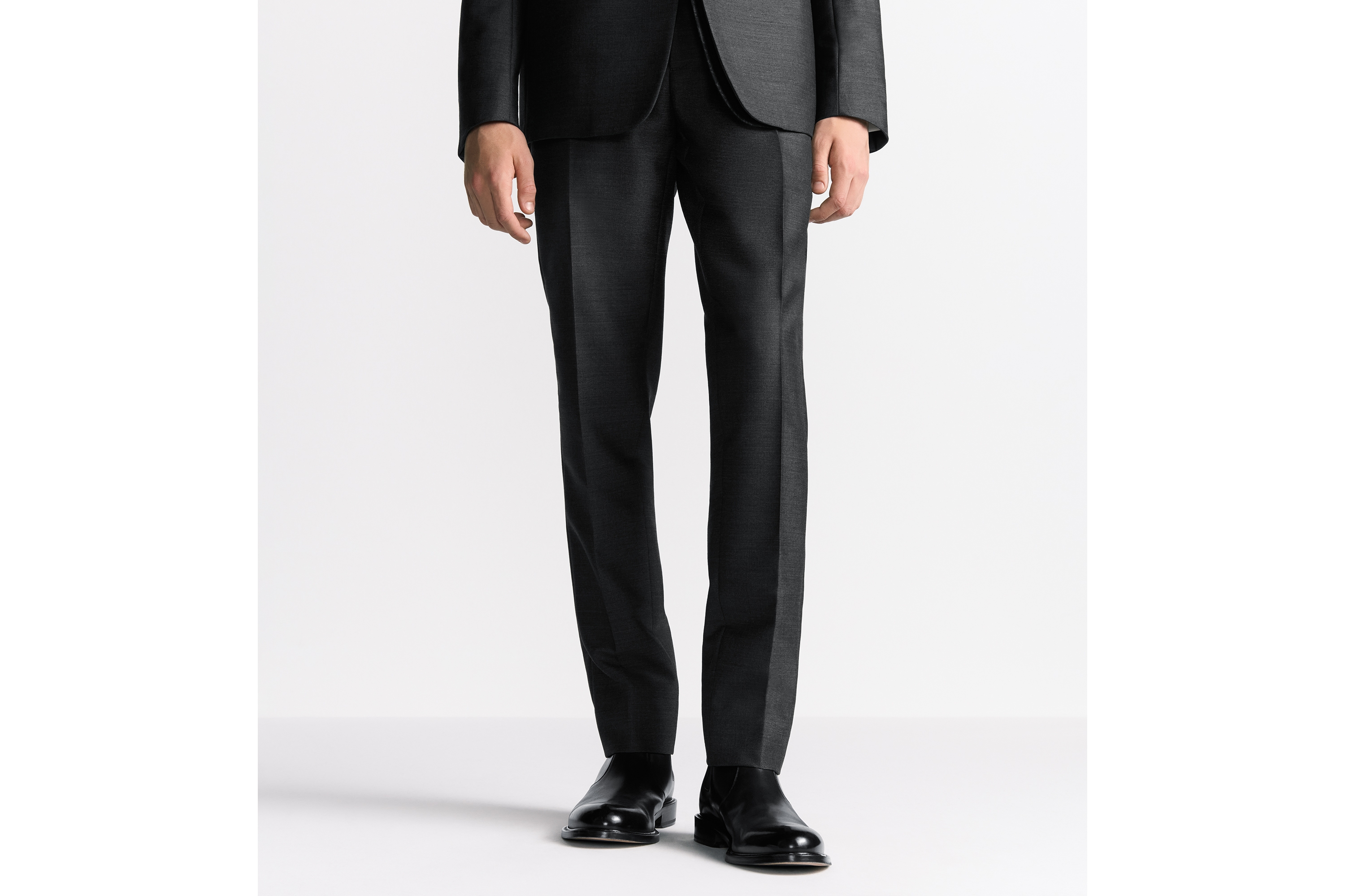 look_image_alt_prefix 长裤 灰色绵羊毛和马海毛混纺斜纹布搭配 Oblique 印花腰头 E13