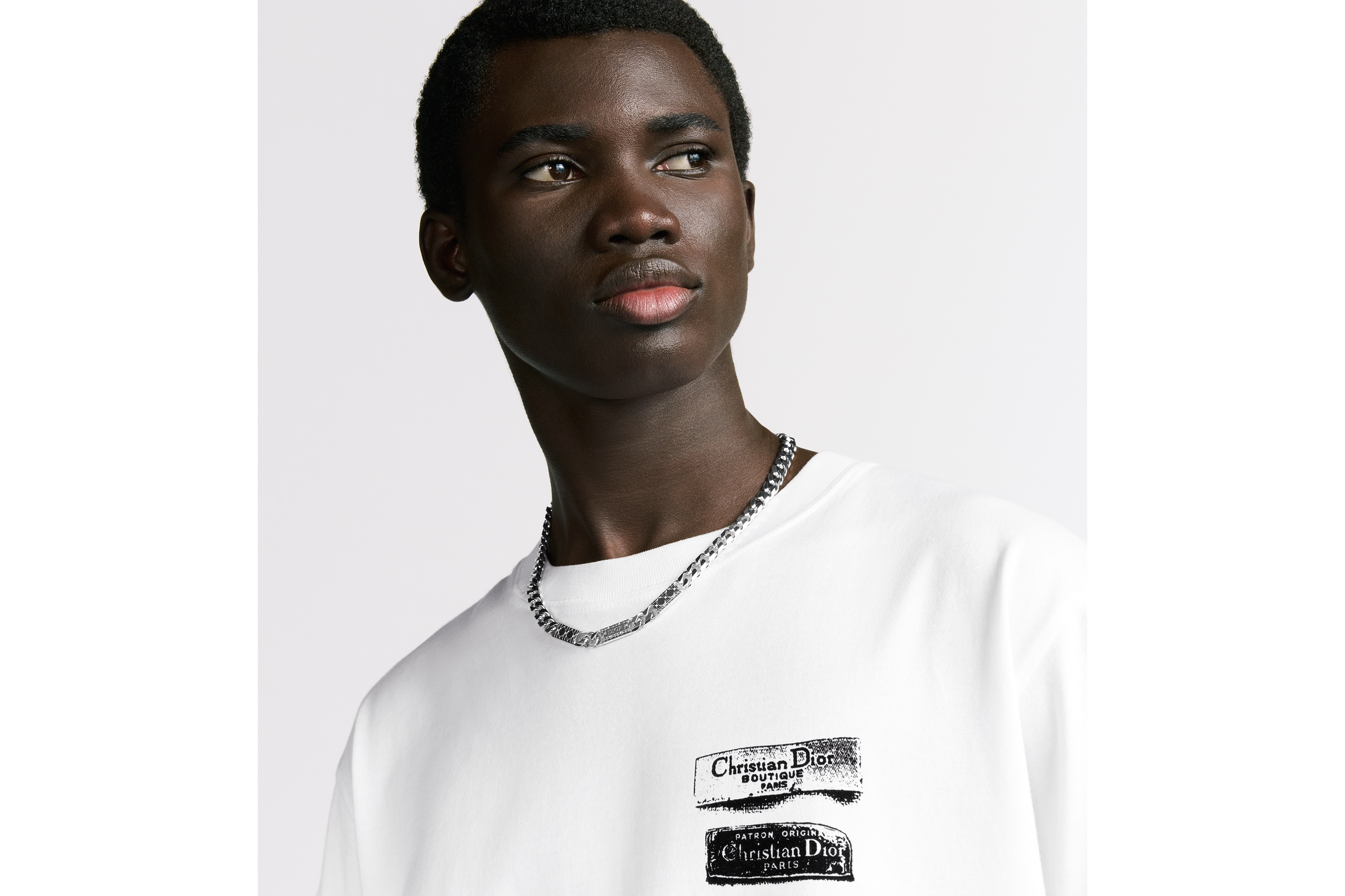 链环项链 银质藤格纹图案 E39