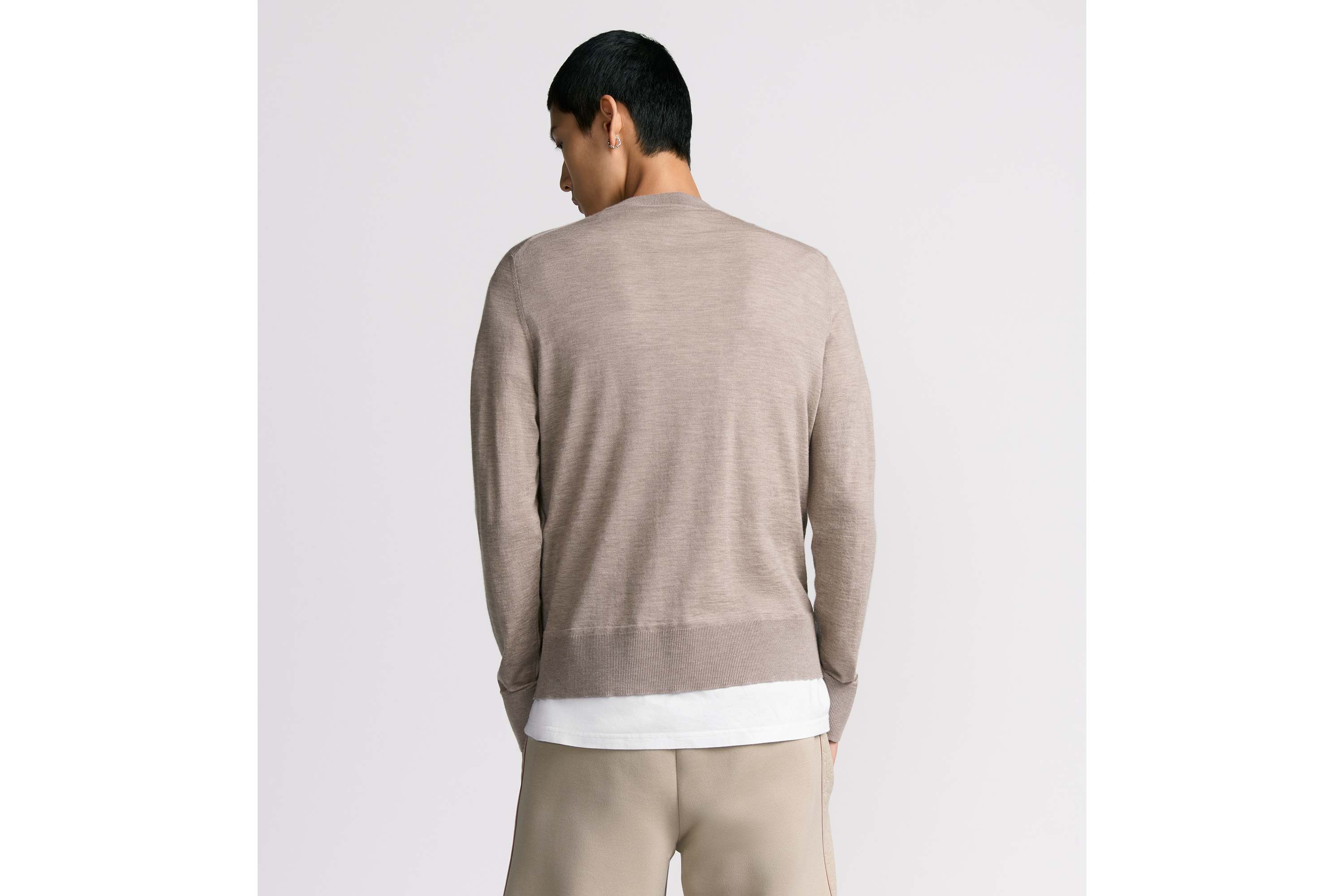 look_image_alt_prefix 圆领毛衫 米色山羊绒平纹针织面料 CD Icon 刺绣 E09