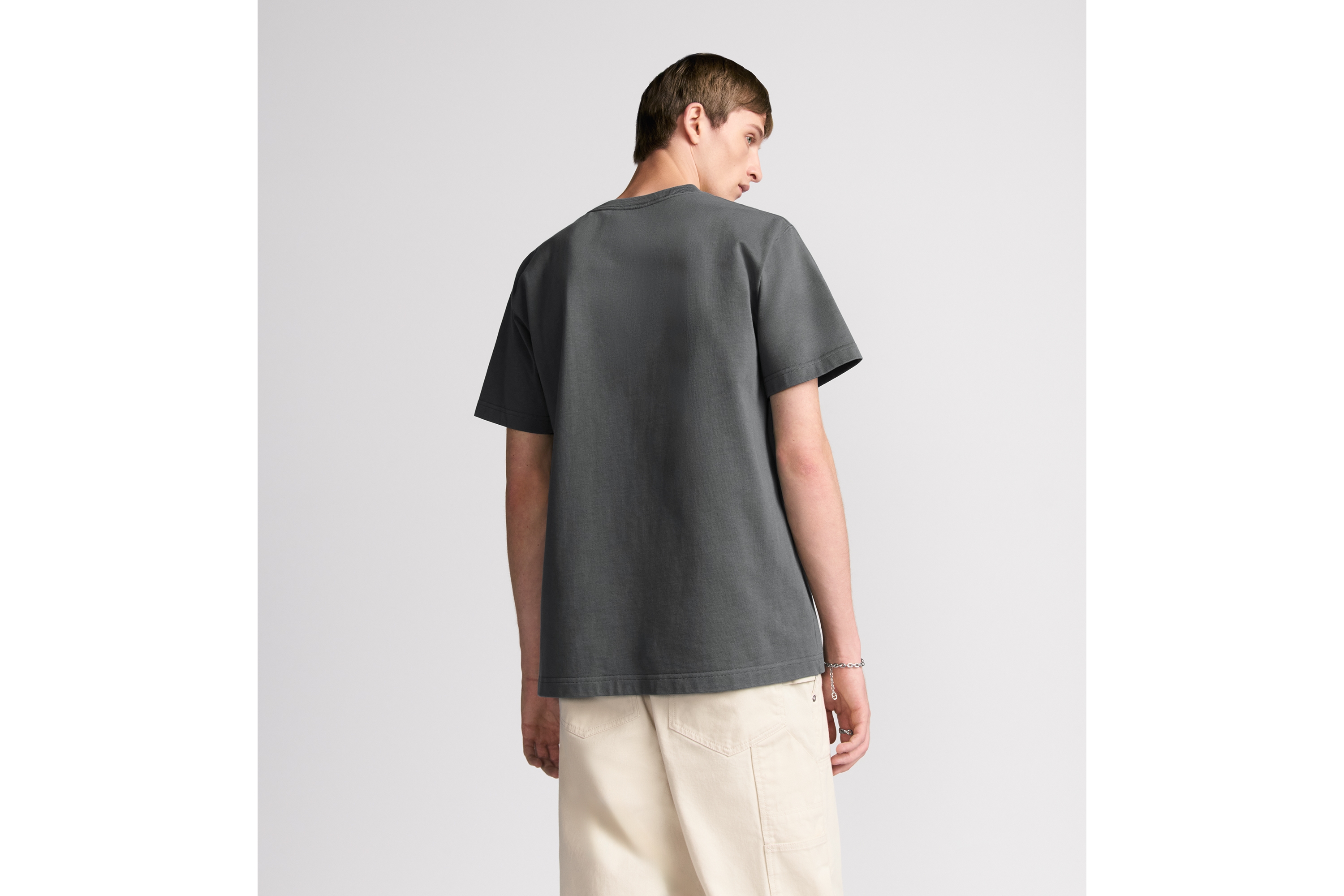 宽松版型 T 恤 灰色棉质平纹针织面料 Christian Dior Couture 标志 E09