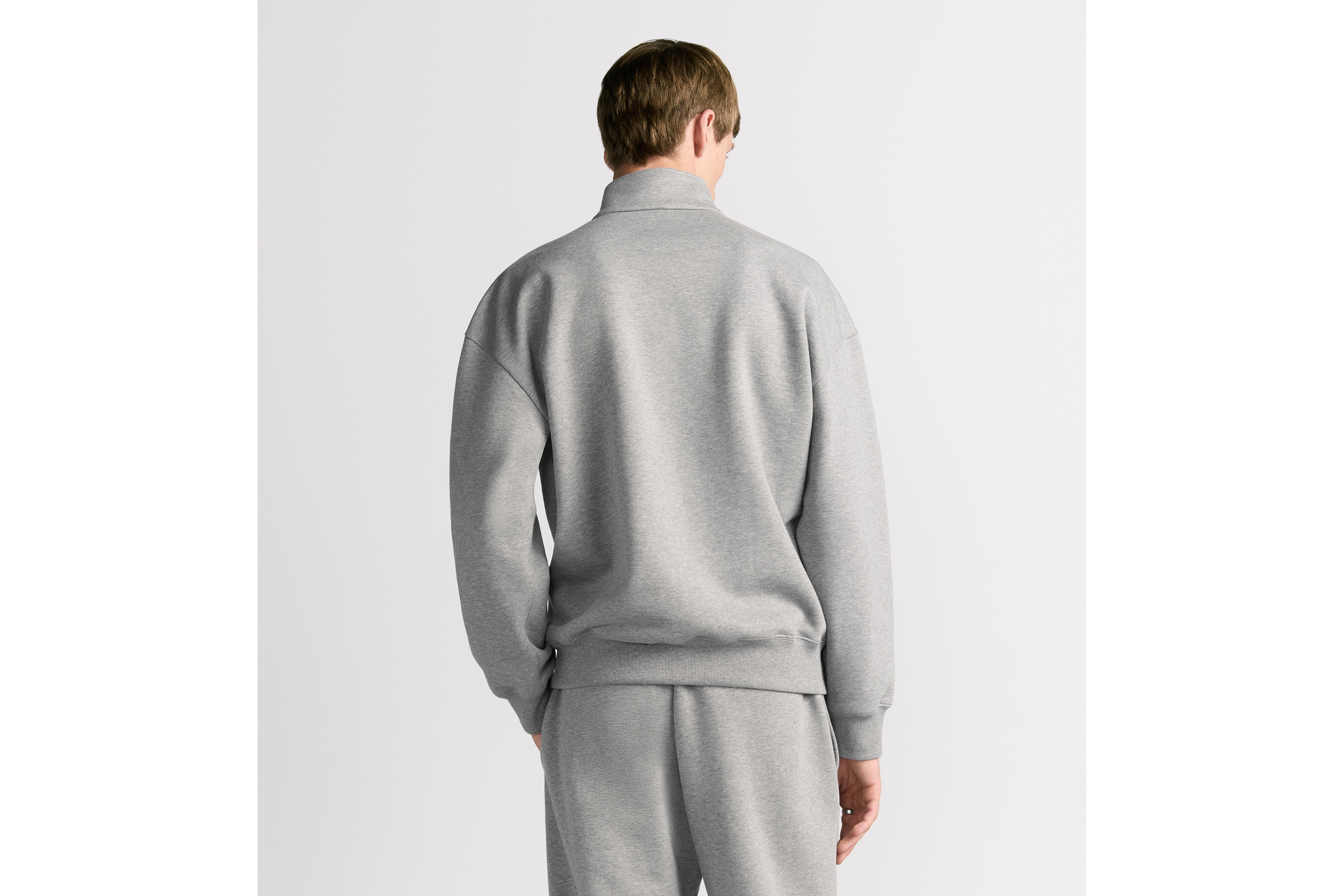 半拉链卫衣 灰色棉质起绒面料 CD Icon 刺绣 E09