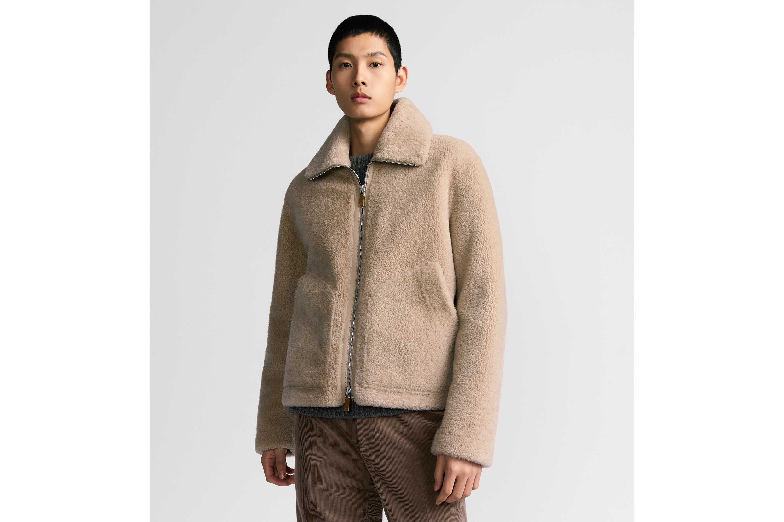 Dior Icons 短夹克 米色羊皮革皮毛一体 E01