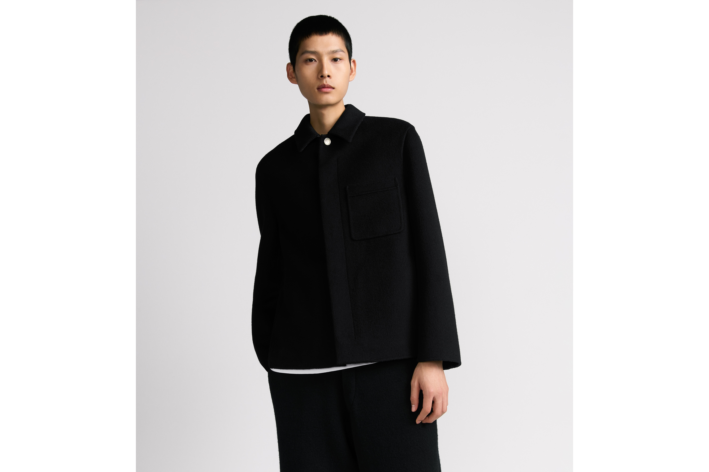 Dior Icons 工装夹克 黑色双面绵羊毛和山羊绒混纺面料 E01