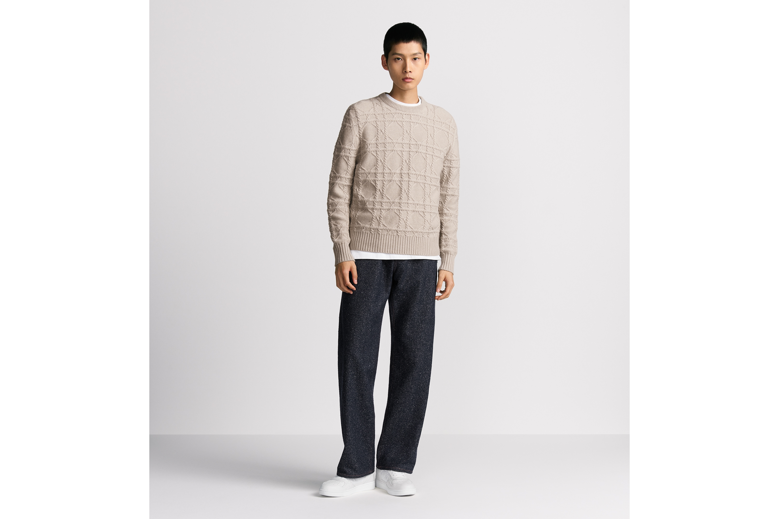 Dior Icons 针织衫 米色山羊绒织物藤格纹 E08