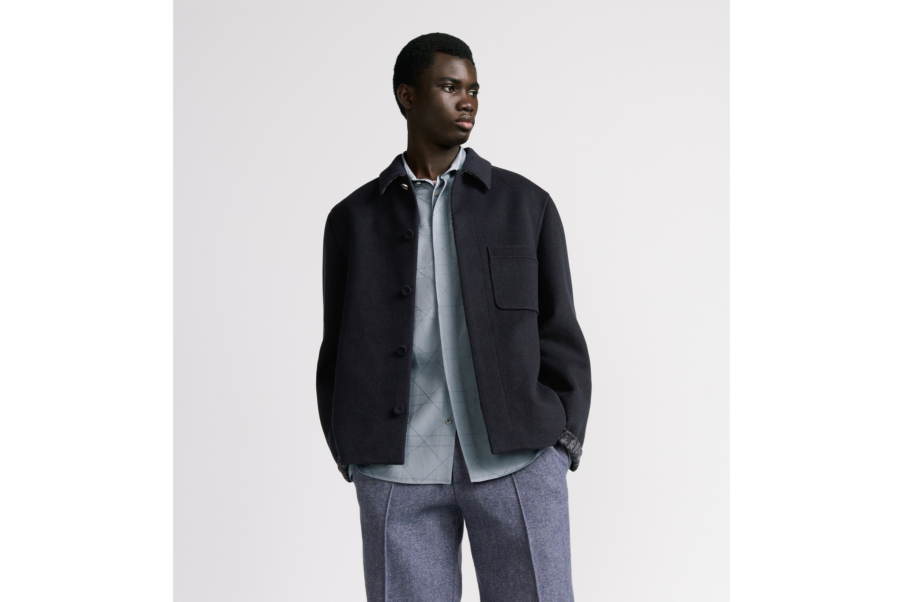 look_image_alt_prefix Dior Icons 工装夹克 海军蓝色双面绵羊毛和山羊绒混纺面料 E19