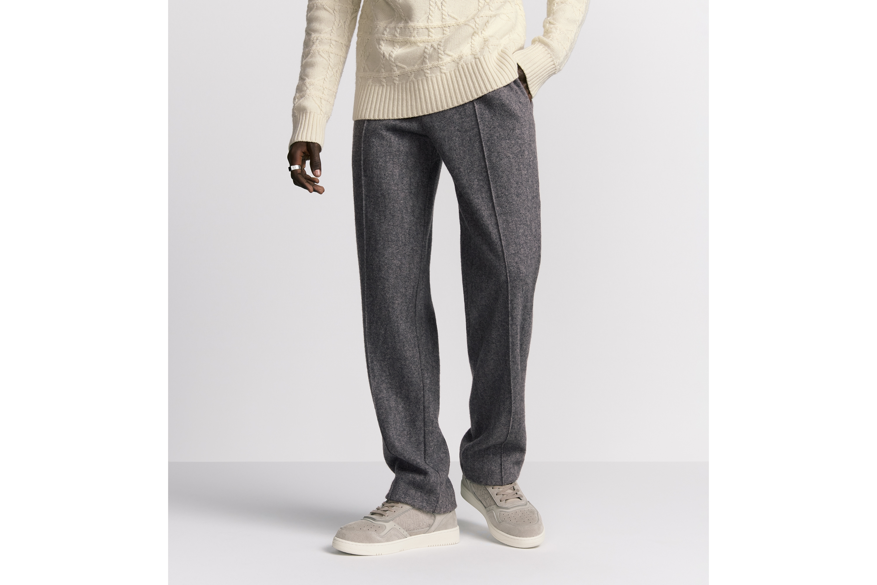 Dior Icons 运动长裤 灰色山羊绒混纺提花面料 E13