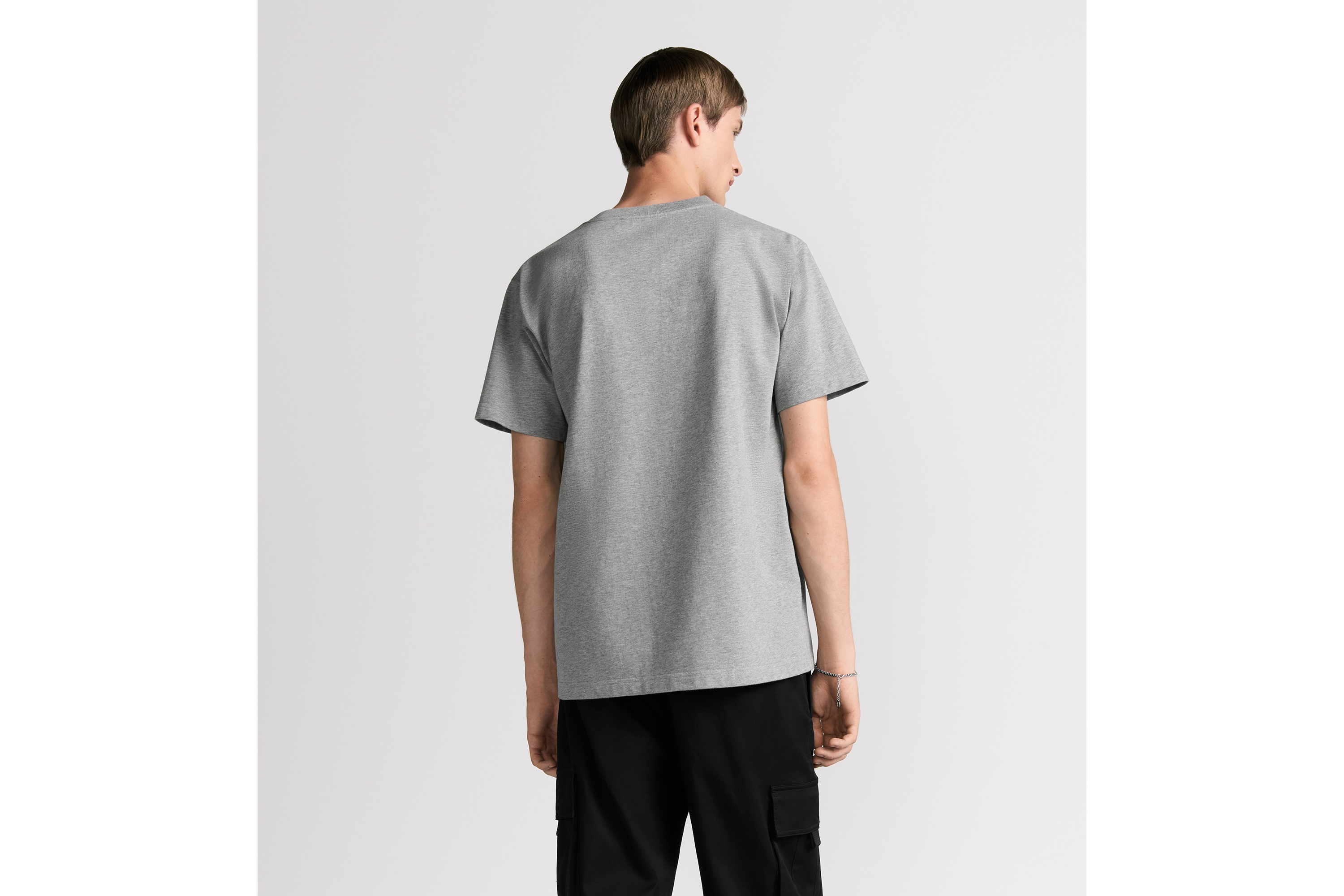 宽松版型 T 恤 灰色棉质平纹针织面料 Christian Dior Couture 标志 E09