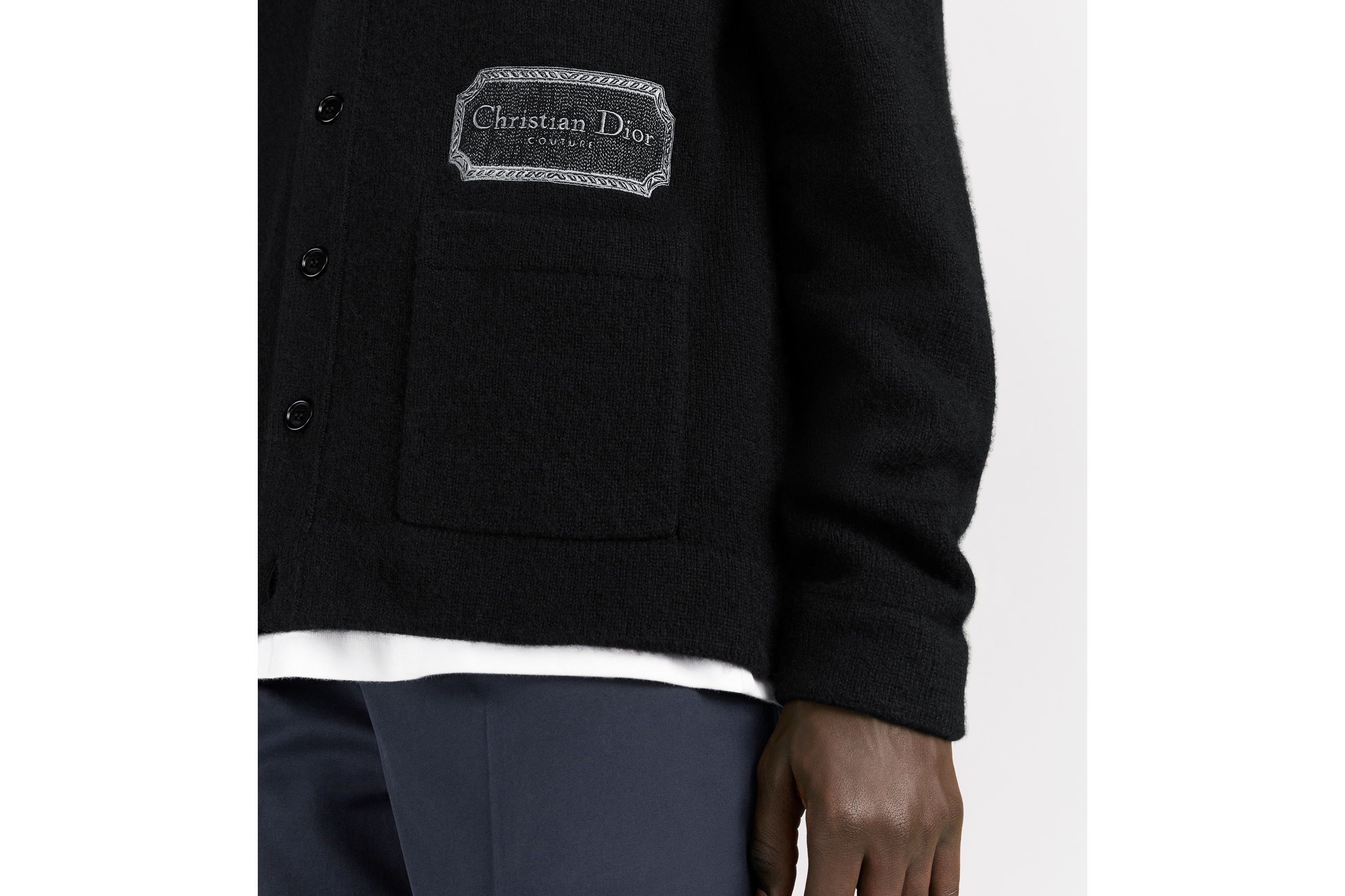 开衫 黑色山羊绒平纹针织面料 Christian Dior Couture 标志 E10