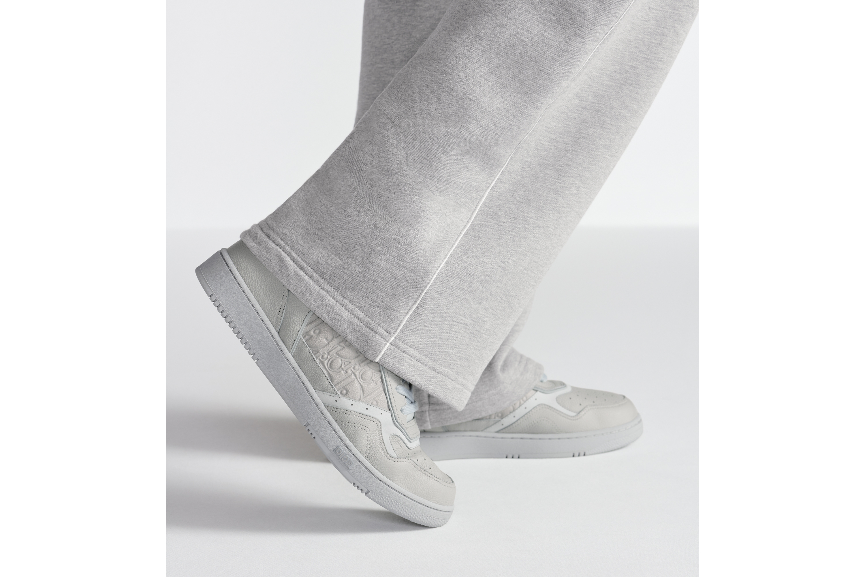 B27 Uptown 低帮运动鞋 灰色粒面牛皮革和灰色 Dior Gravity 印花效果皮革 E24