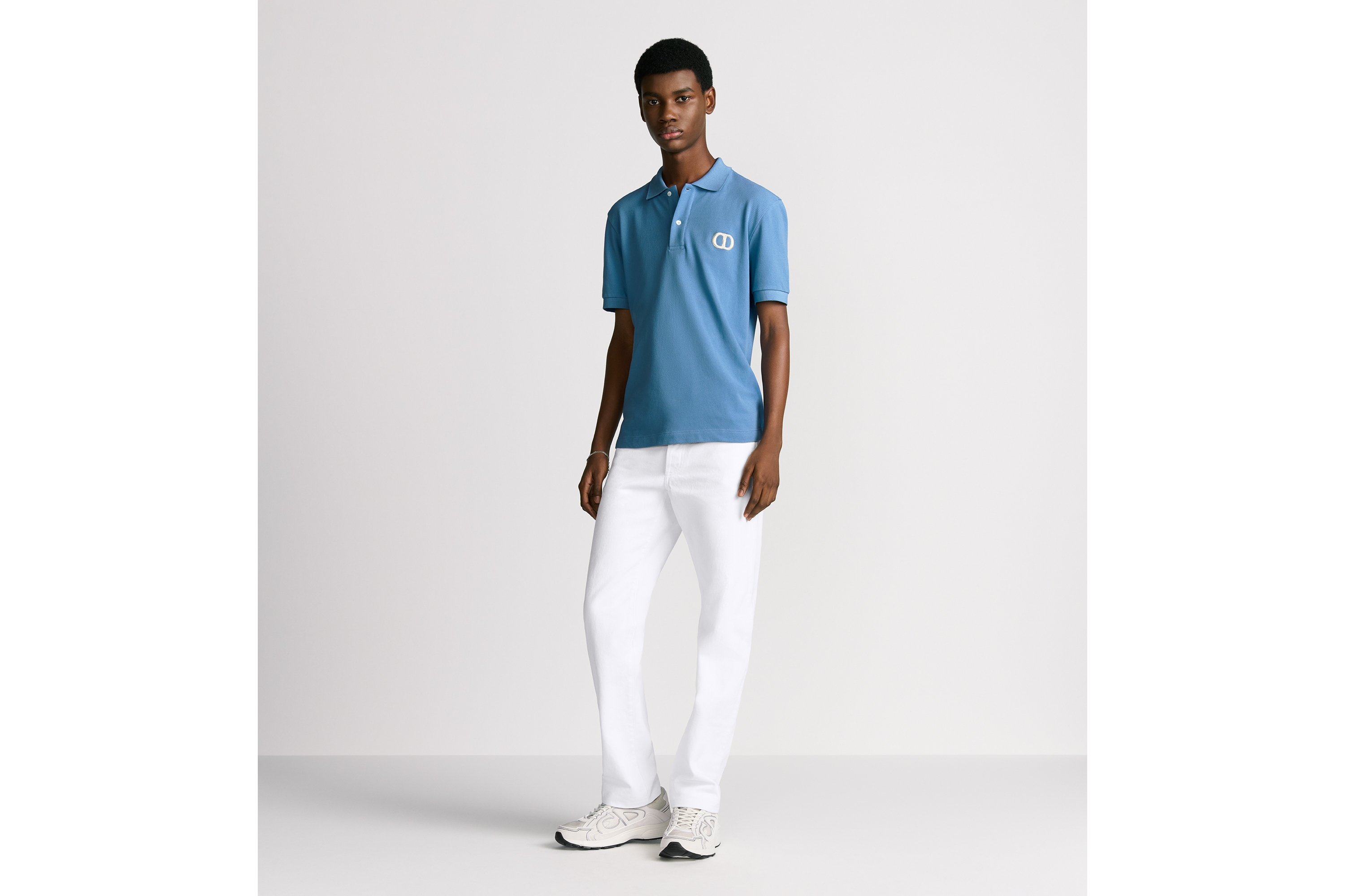 Polo 衫 蓝色棉质珠地布 CD Icon 刺绣 E08