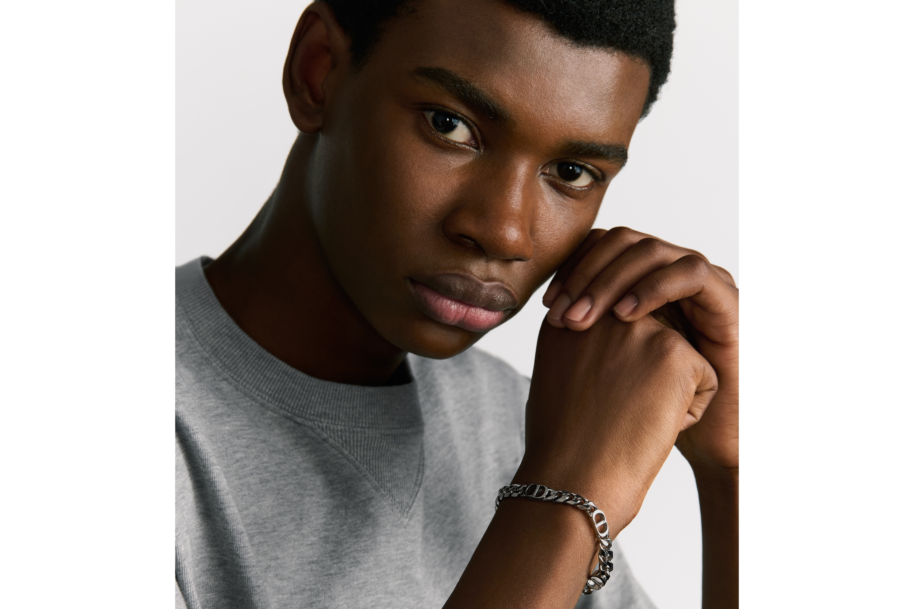 CD Icon 细链环手链 银色饰面黄铜 E39