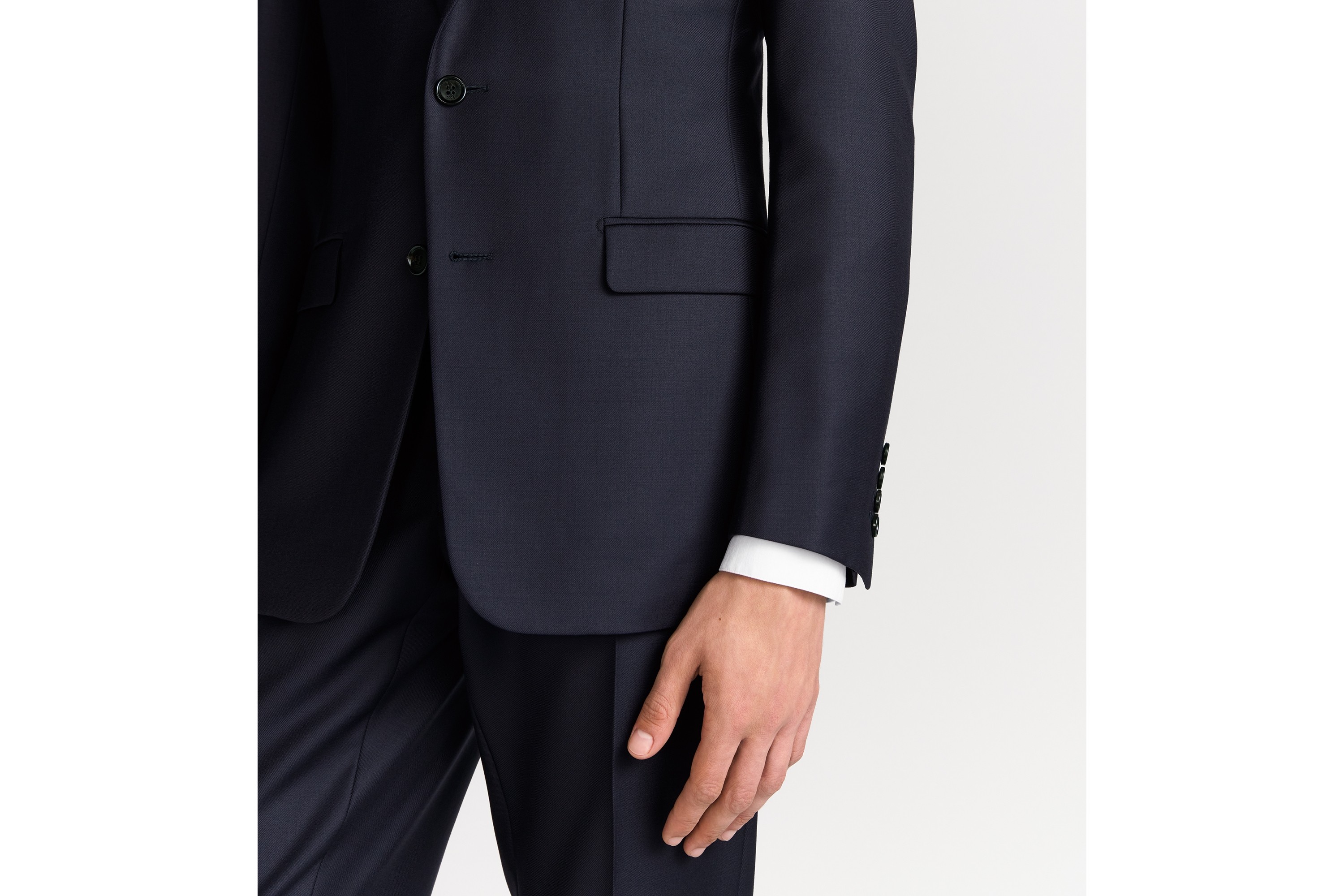 经典西装 海军蓝色绵羊毛斜纹面料 E04