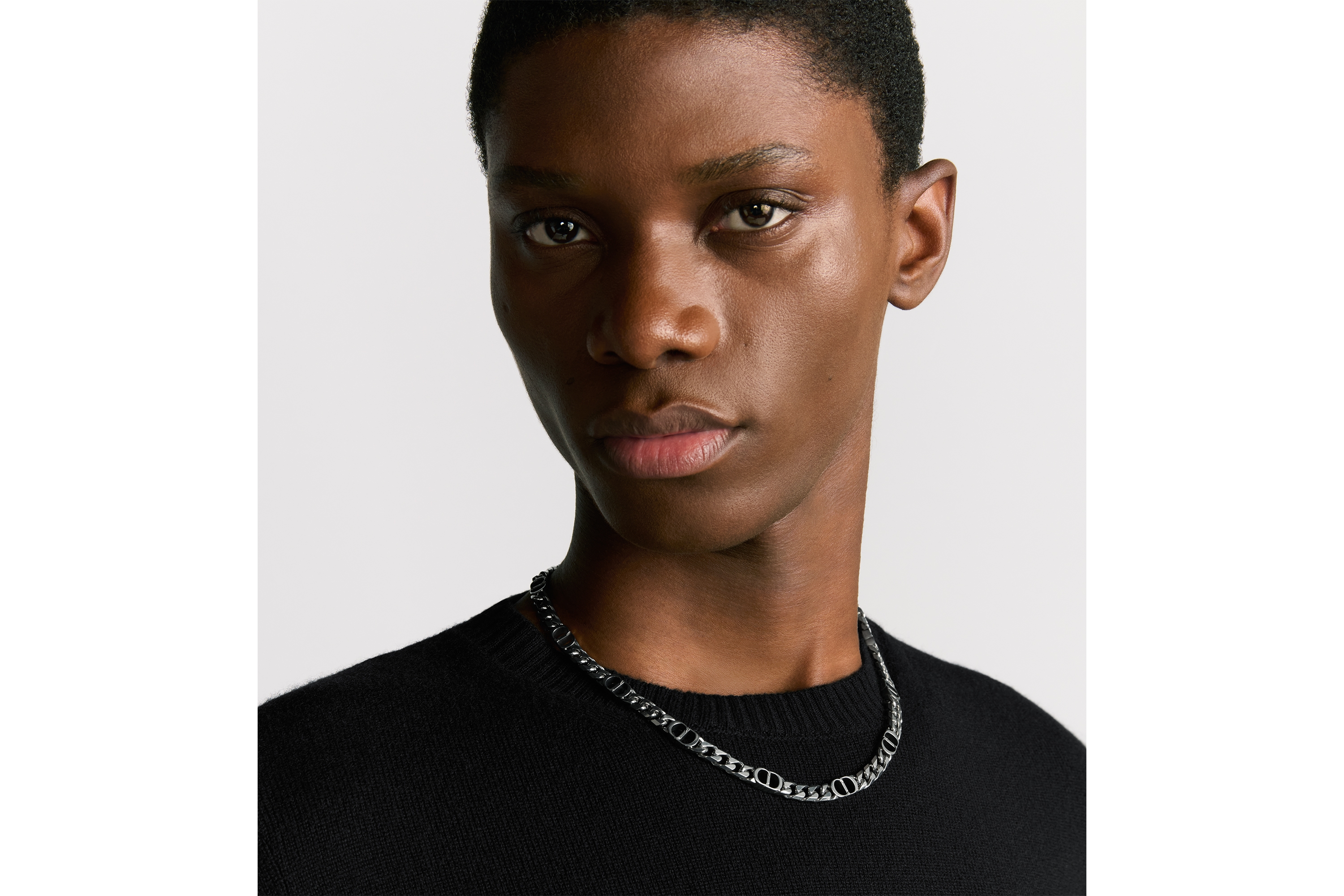 CD Icon 细链环项链 银色饰面黄铜 E39