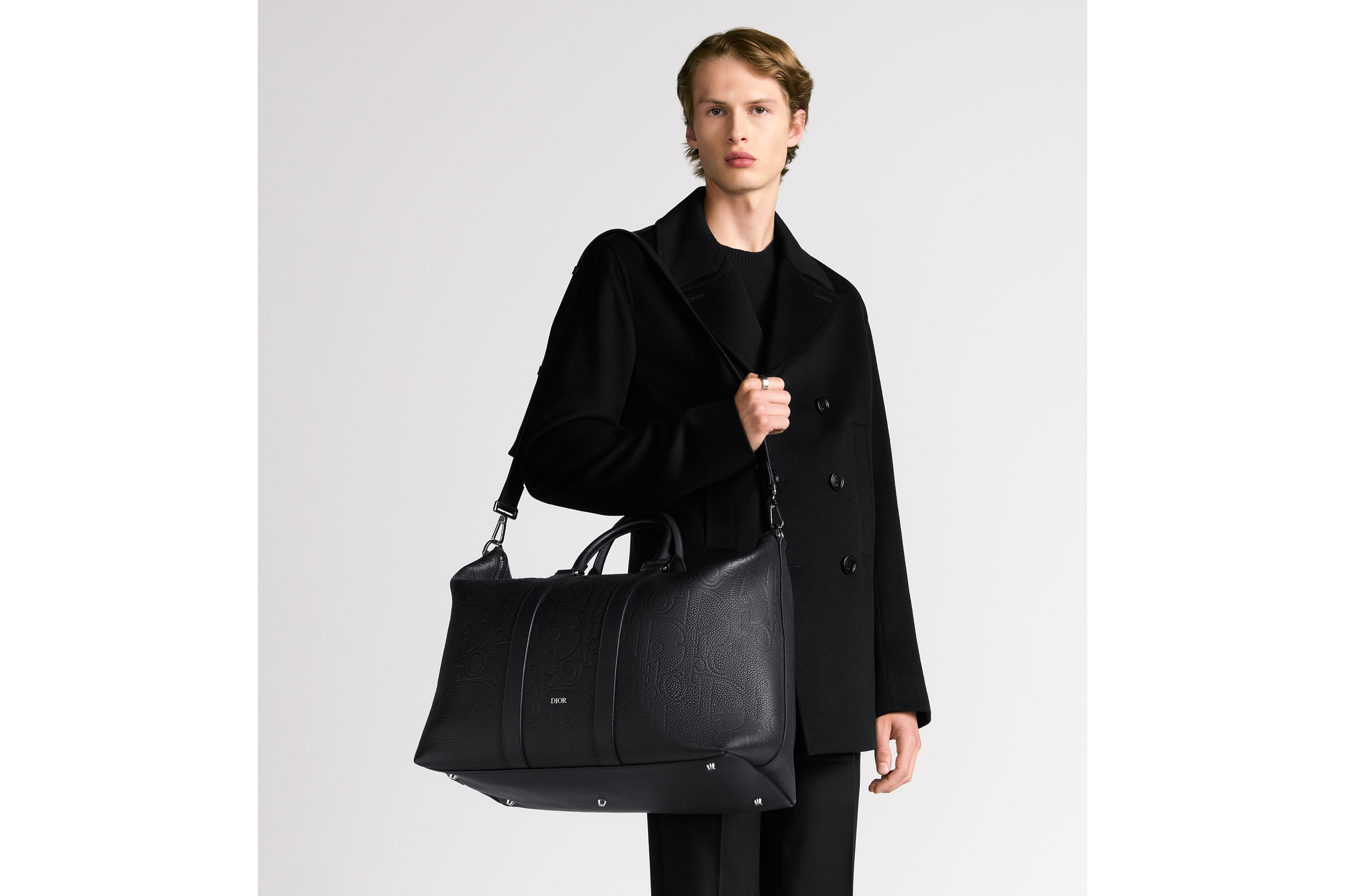 Weekender 40 手袋 黑色 Dior Gravity 印花效果皮革和黑色粒面牛皮革 E19