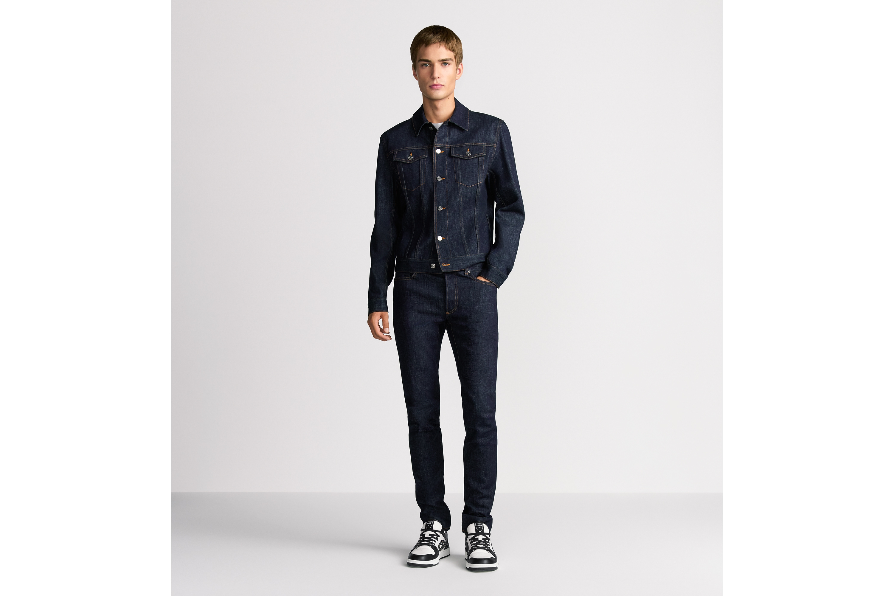 look_image_alt_prefix 夹克 蓝色棉质混纺牛仔布 Oblique 印花 E08