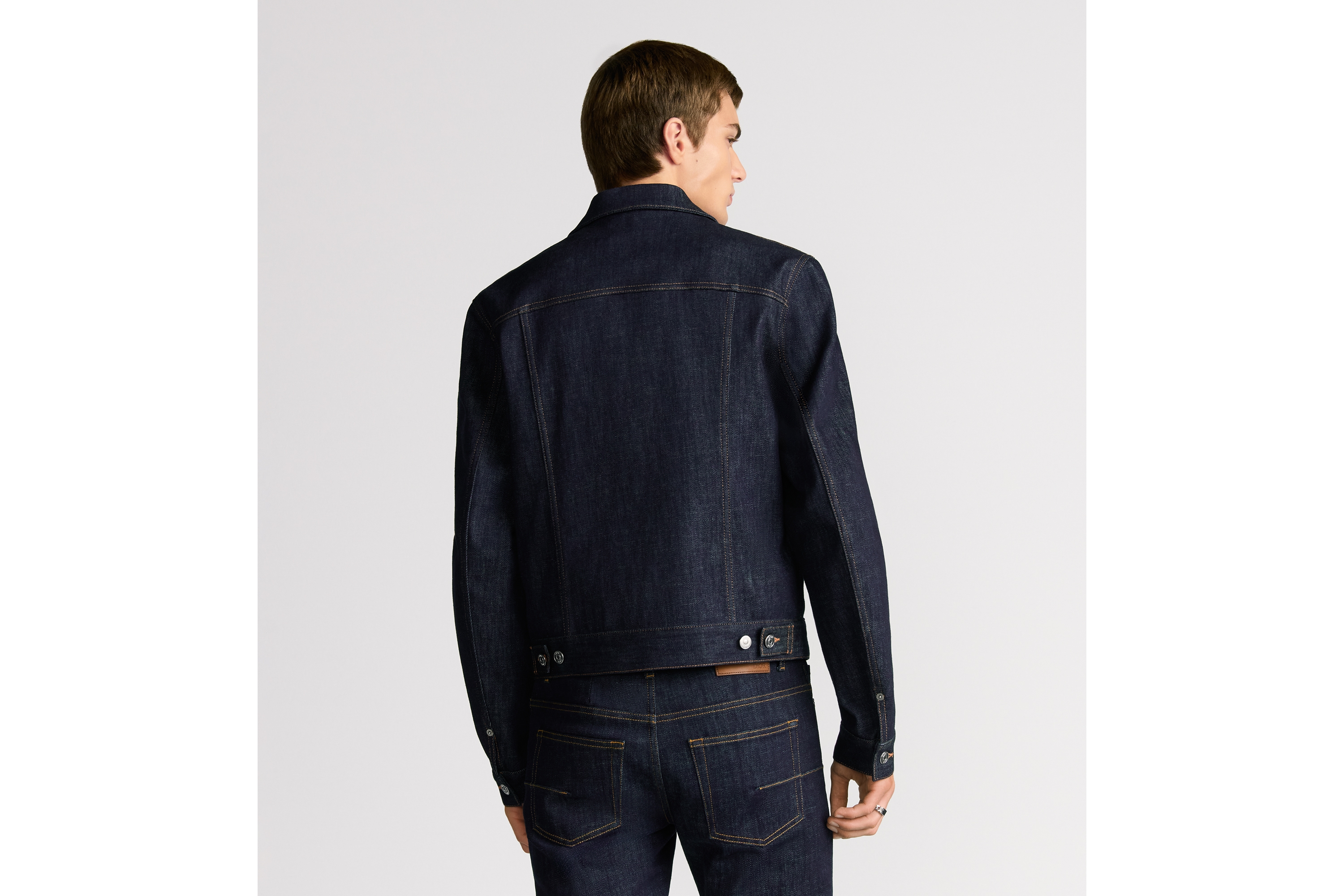 look_image_alt_prefix 夹克 蓝色棉质混纺牛仔布 Oblique 印花 E09