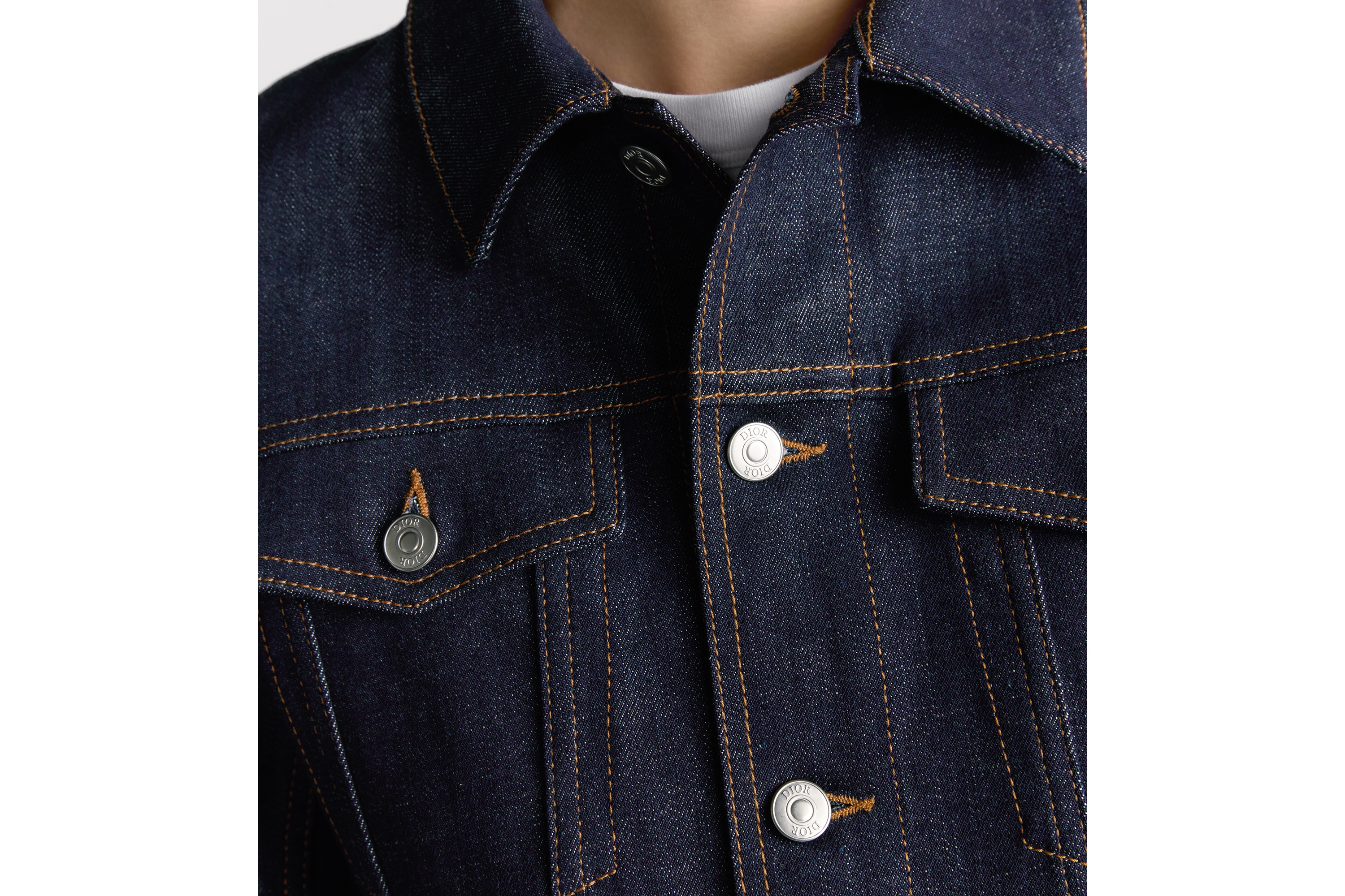 look_image_alt_prefix 夹克 蓝色棉质混纺牛仔布 Oblique 印花 E10