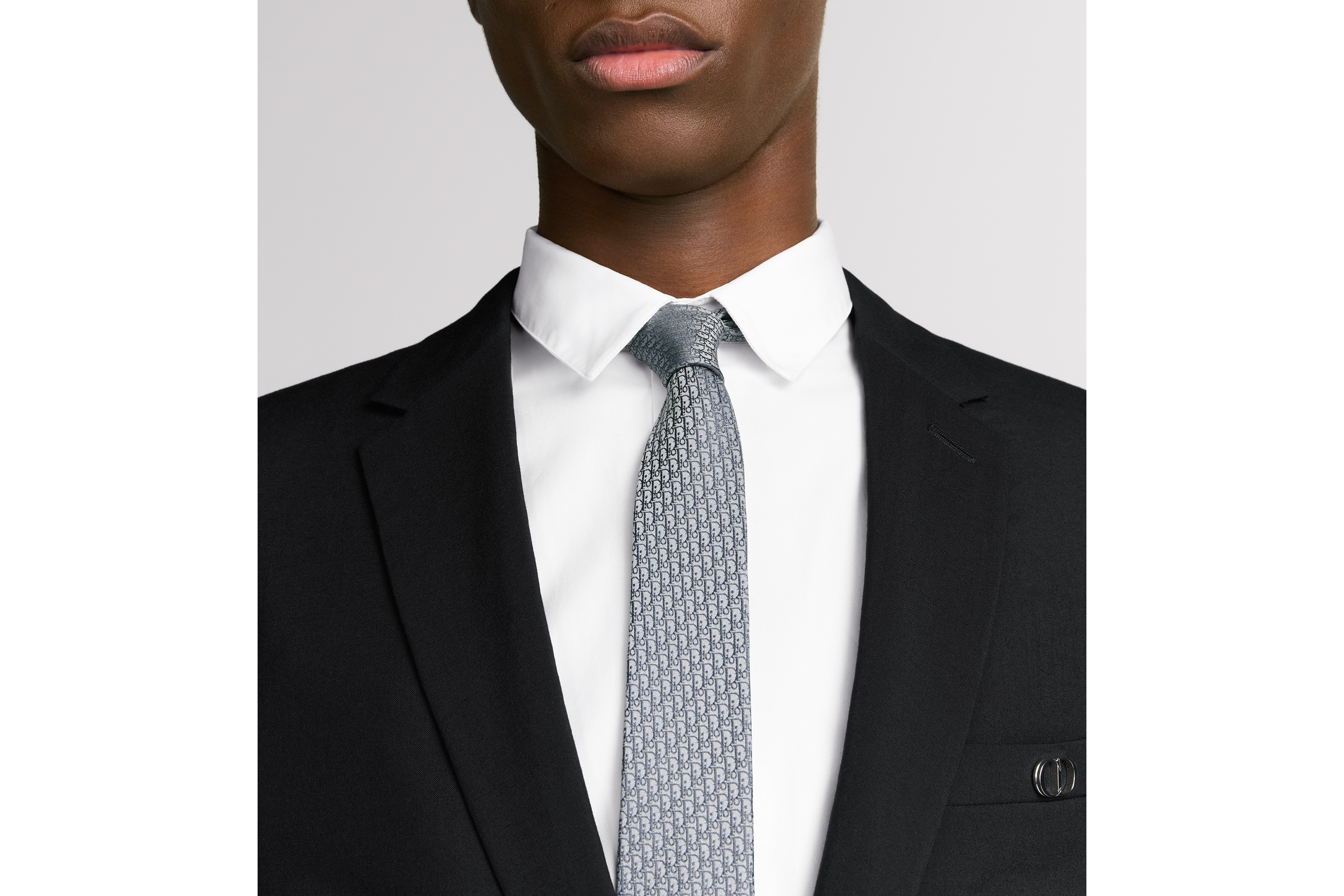 look_image_alt_prefix Dior 印花领带 灰色桑蚕丝面料 Oblique 印花 E36